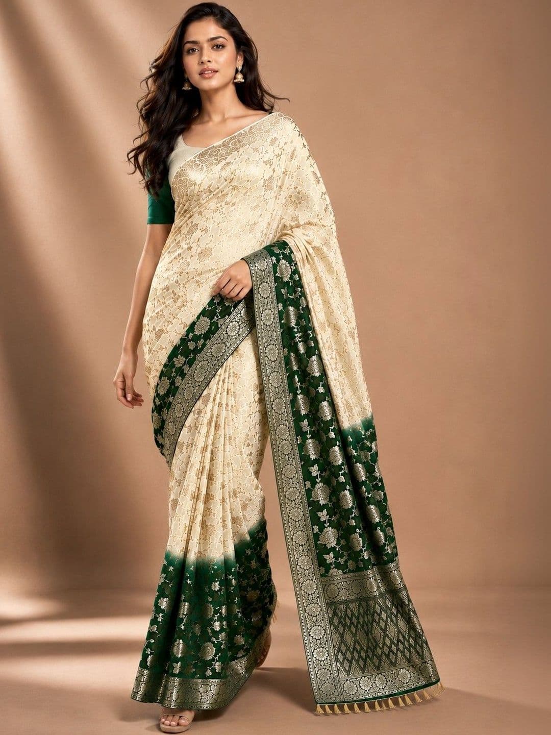 Mitera Ethnic Motifs Woven Design Zari Silk Blend Saree - view 1