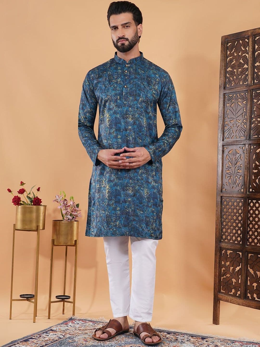 HERE&NOW Men Printed Indie Prints Kurta - view 1