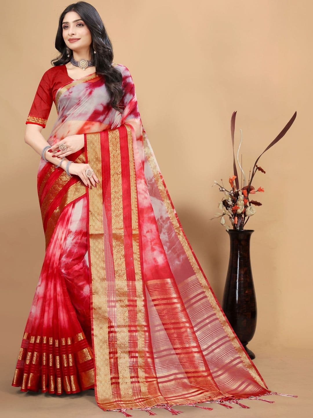 KOTHARI SBT Tie and Dye Zari Art Silk Patola Saree - view 1