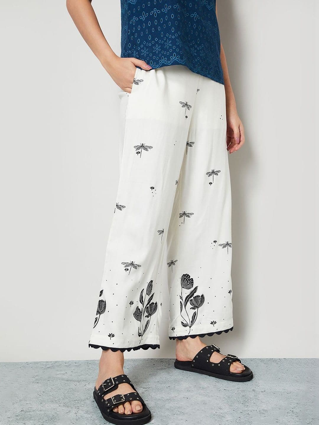 Colour Me by Melange Women Floral Printed Flared Ethnic Palazzos - view 1