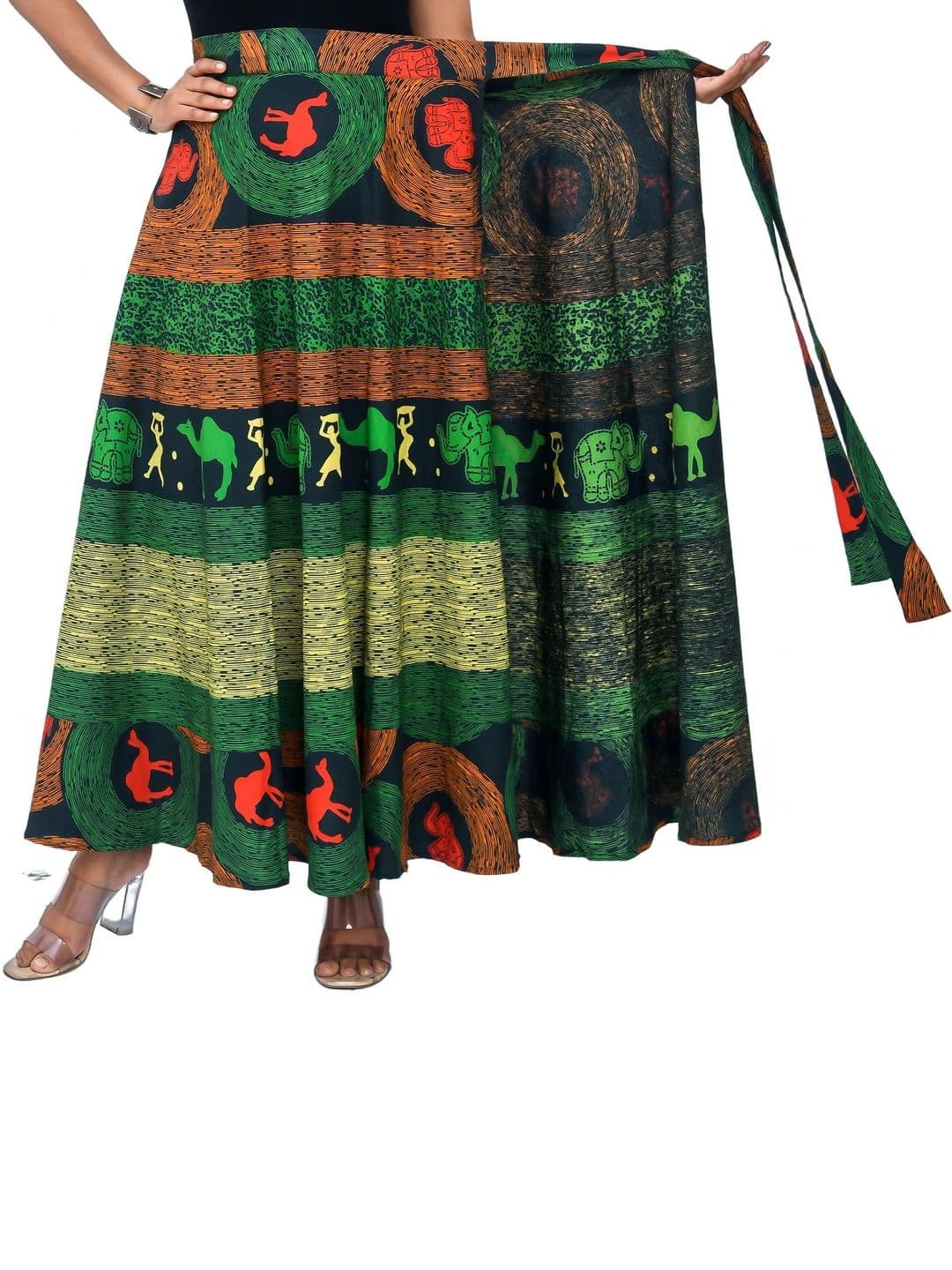 SAMJHI Women Pure Cotton Colourblocked Maxi Wrap Skirt - view 1