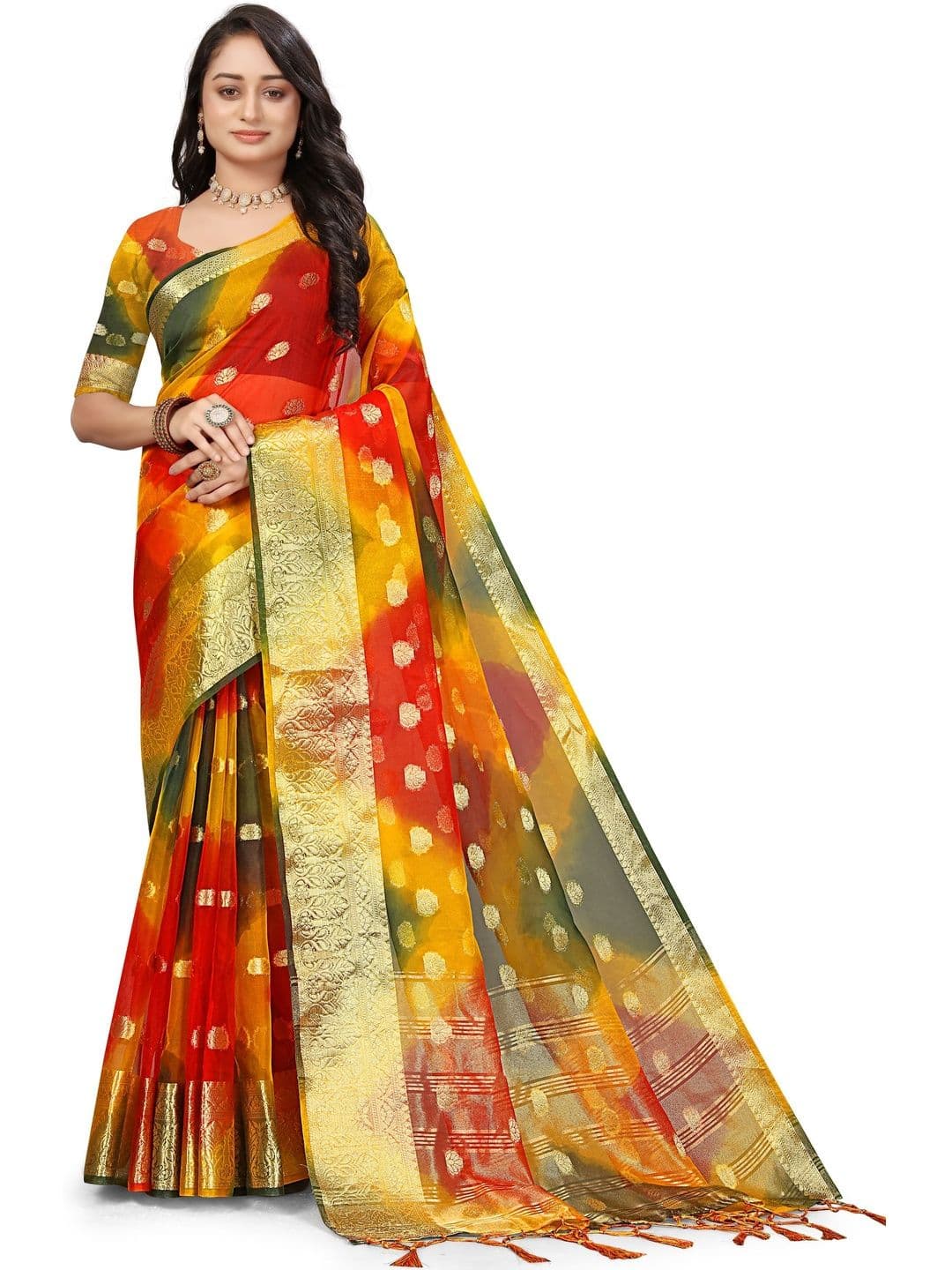 KOTHARI BS Bandhani Zari Organza Patola Saree - view 1