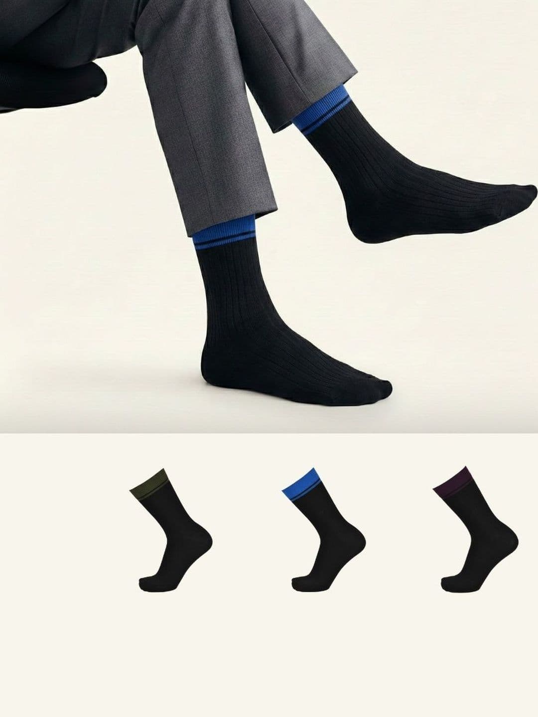 The Sock Street Unisex Assorted Colourblocked Calf Length Socks - view 1