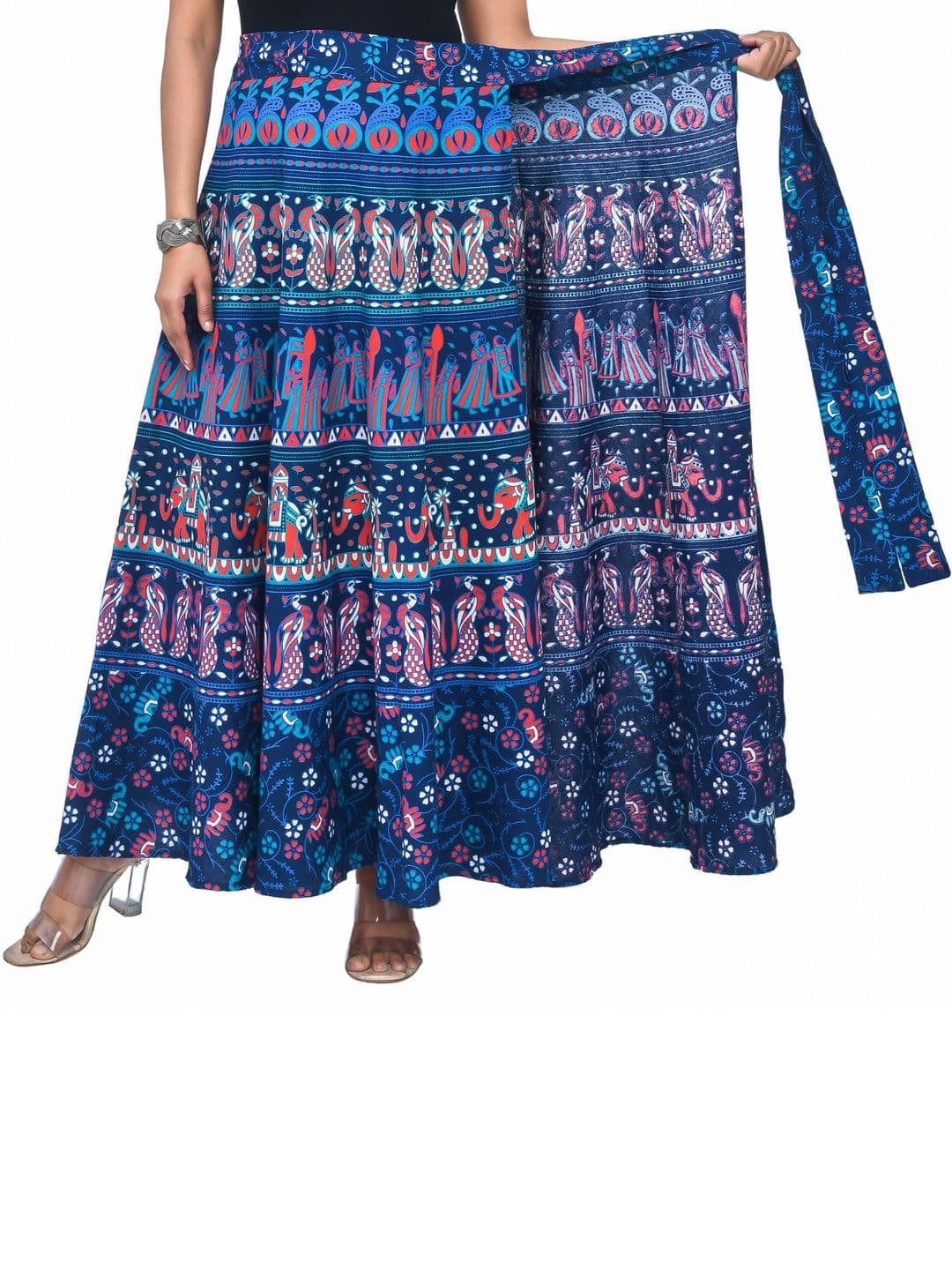 SAMJHI Women Pure Cotton Colourblocked Maxi Wrap Skirt - view 1