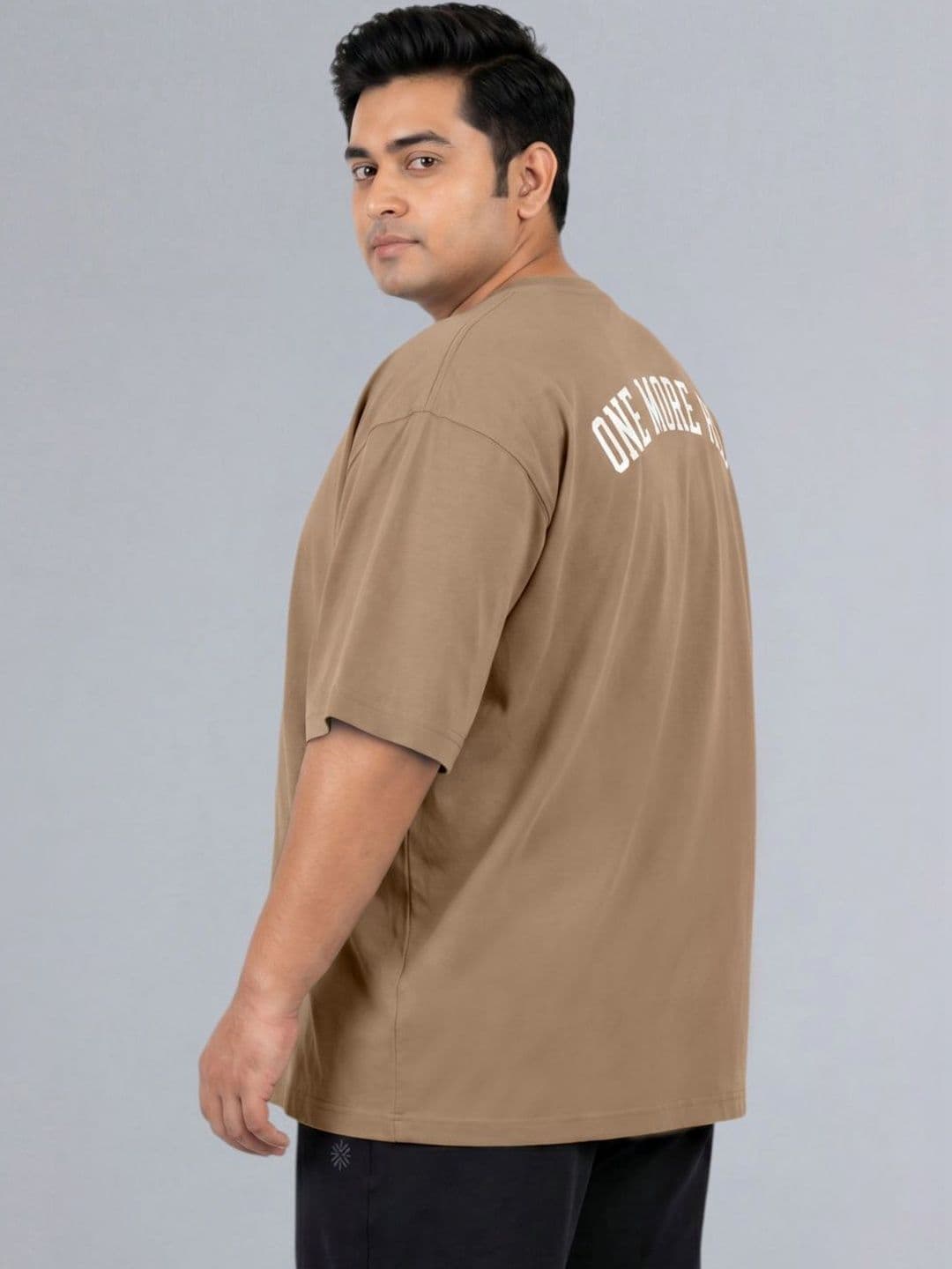 CULT Men's Beige One More Rep Graphic Plus Size Oversized Fit T-shirt - view 1