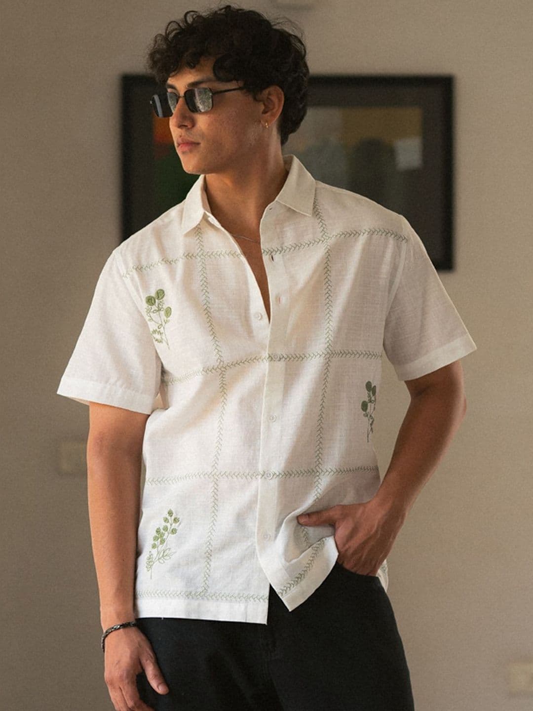 Powerlook Men Floral Spread Collar Long Sleeves Shirt - view 1