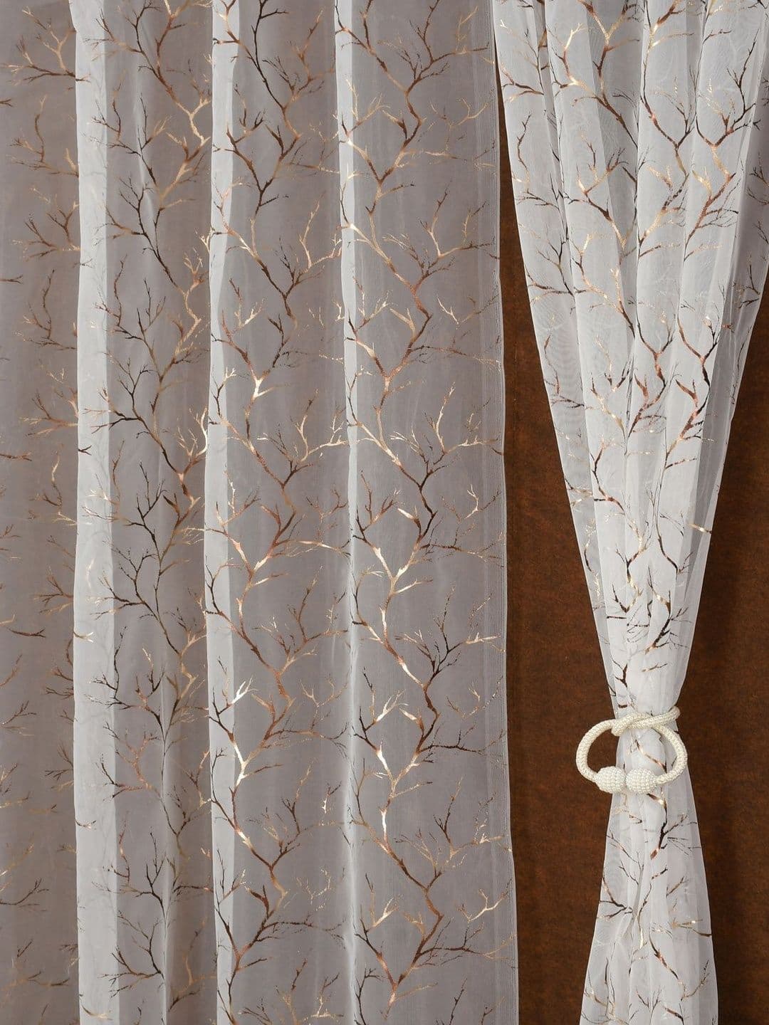 Aura White Set of 2 Sheer Door Curtain - view 1