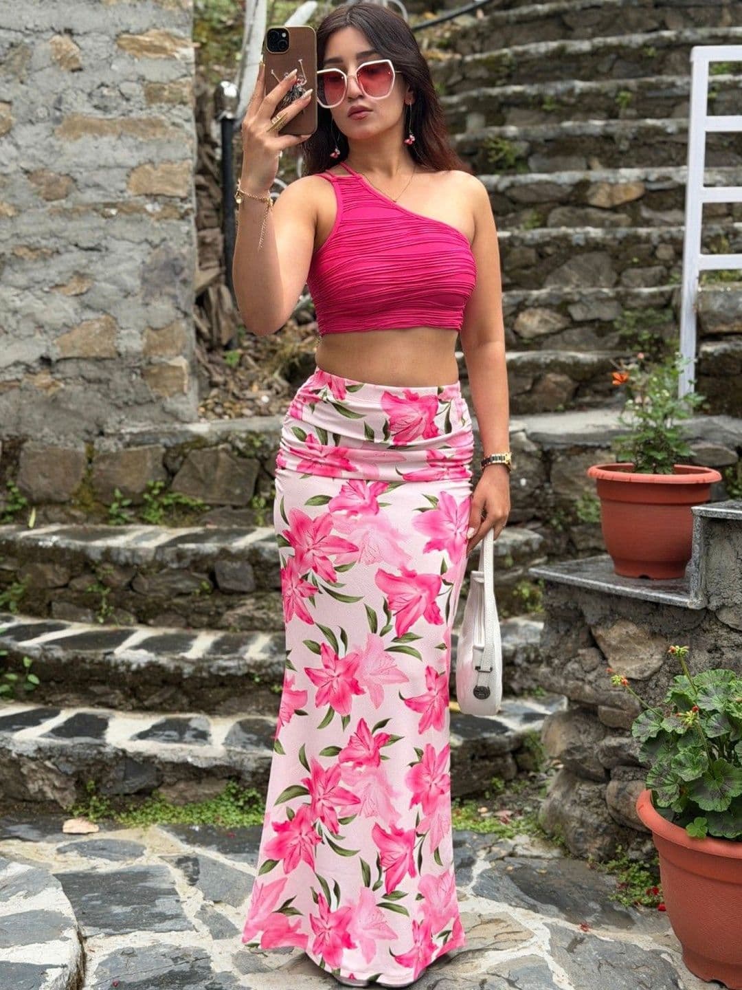 BAESD Women Chiffon Floral Maxi Straight Skirt - view 1