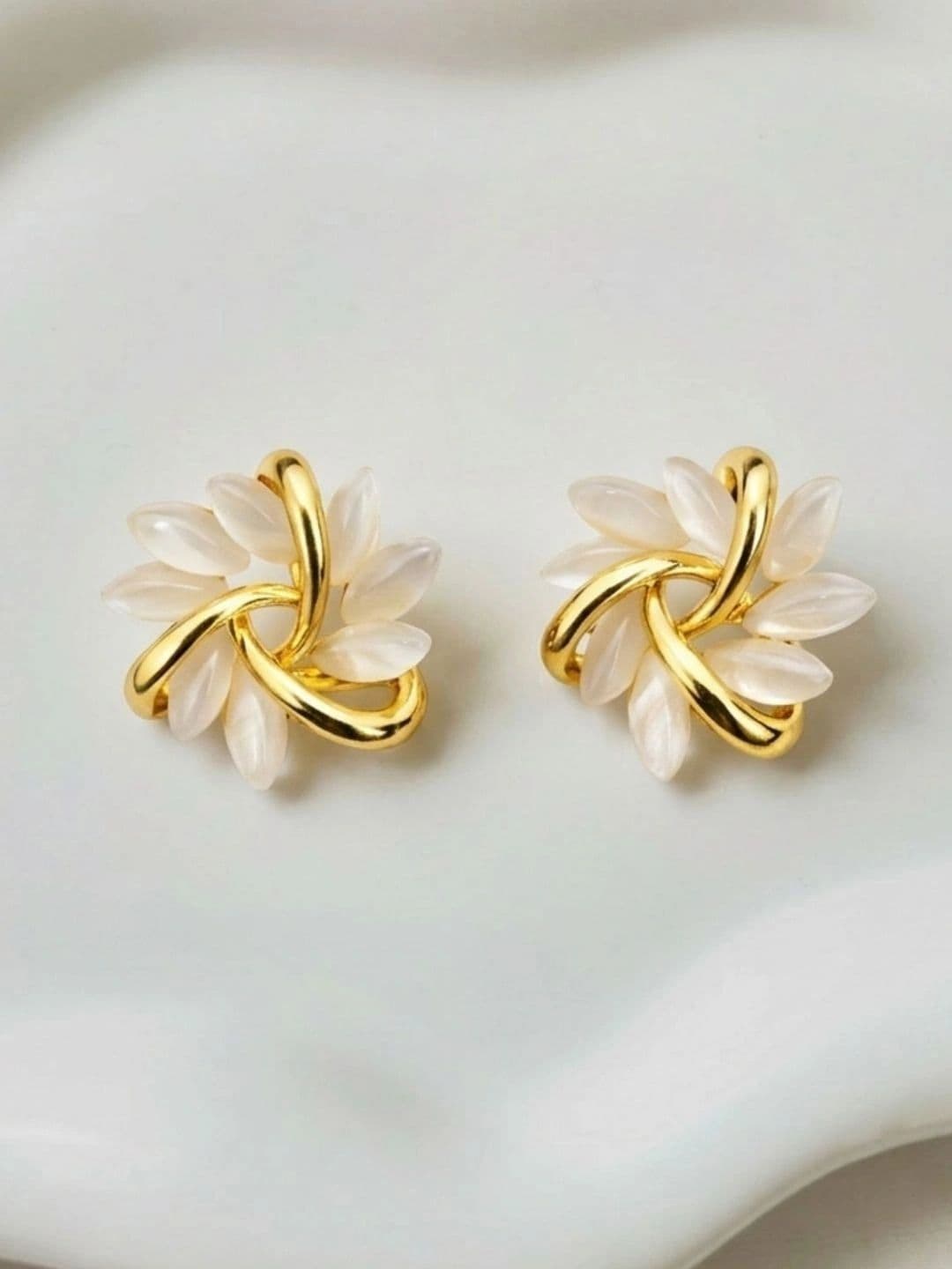 URVAA Floral Studs Anti Tarnish Earrings - view 1