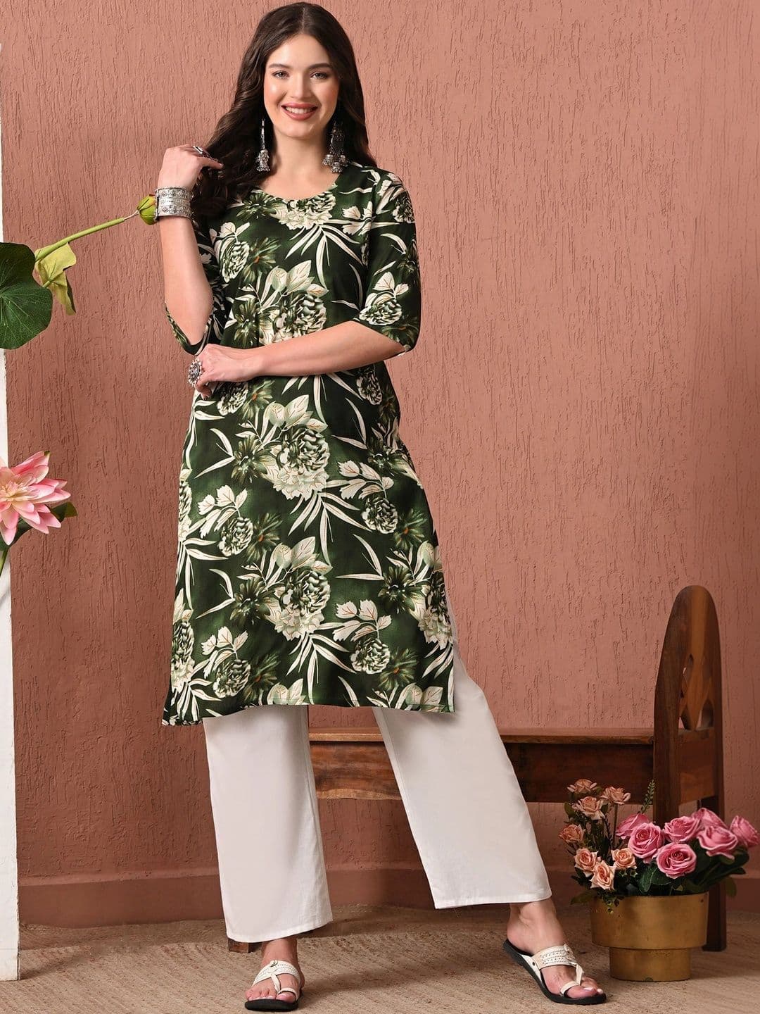 HERE&NOW Women Floral Printed Floral Kurta - view 1