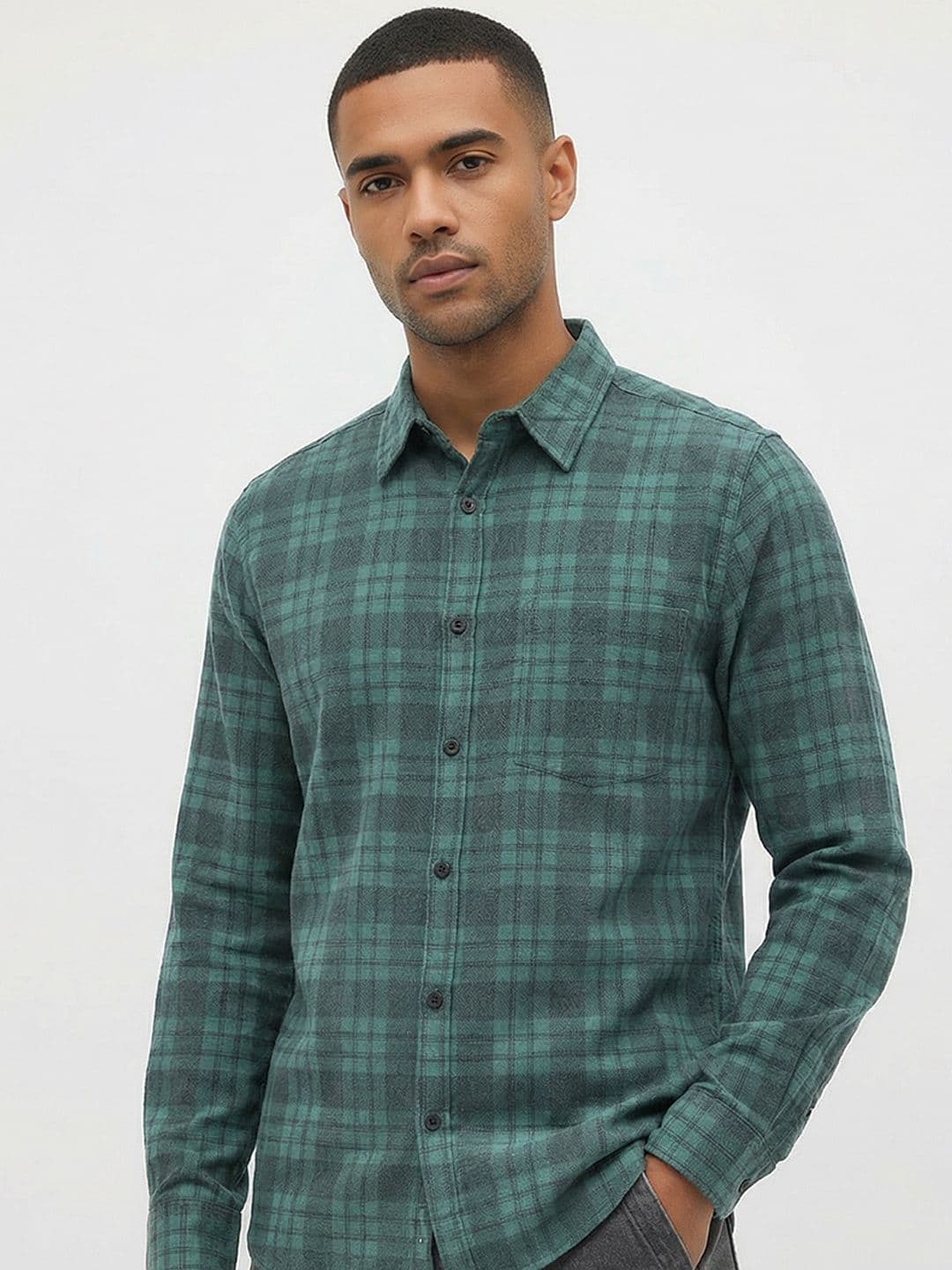 Roadster Life Co. Textured Weave Checked Shirt - view 1