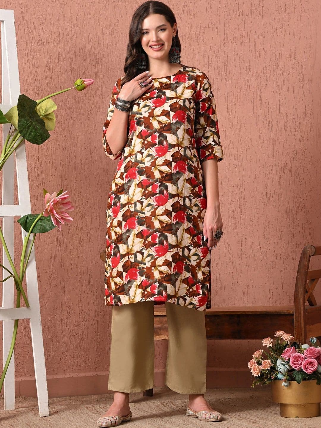 HERE&NOW Women Floral Printed Floral Kurta - view 1