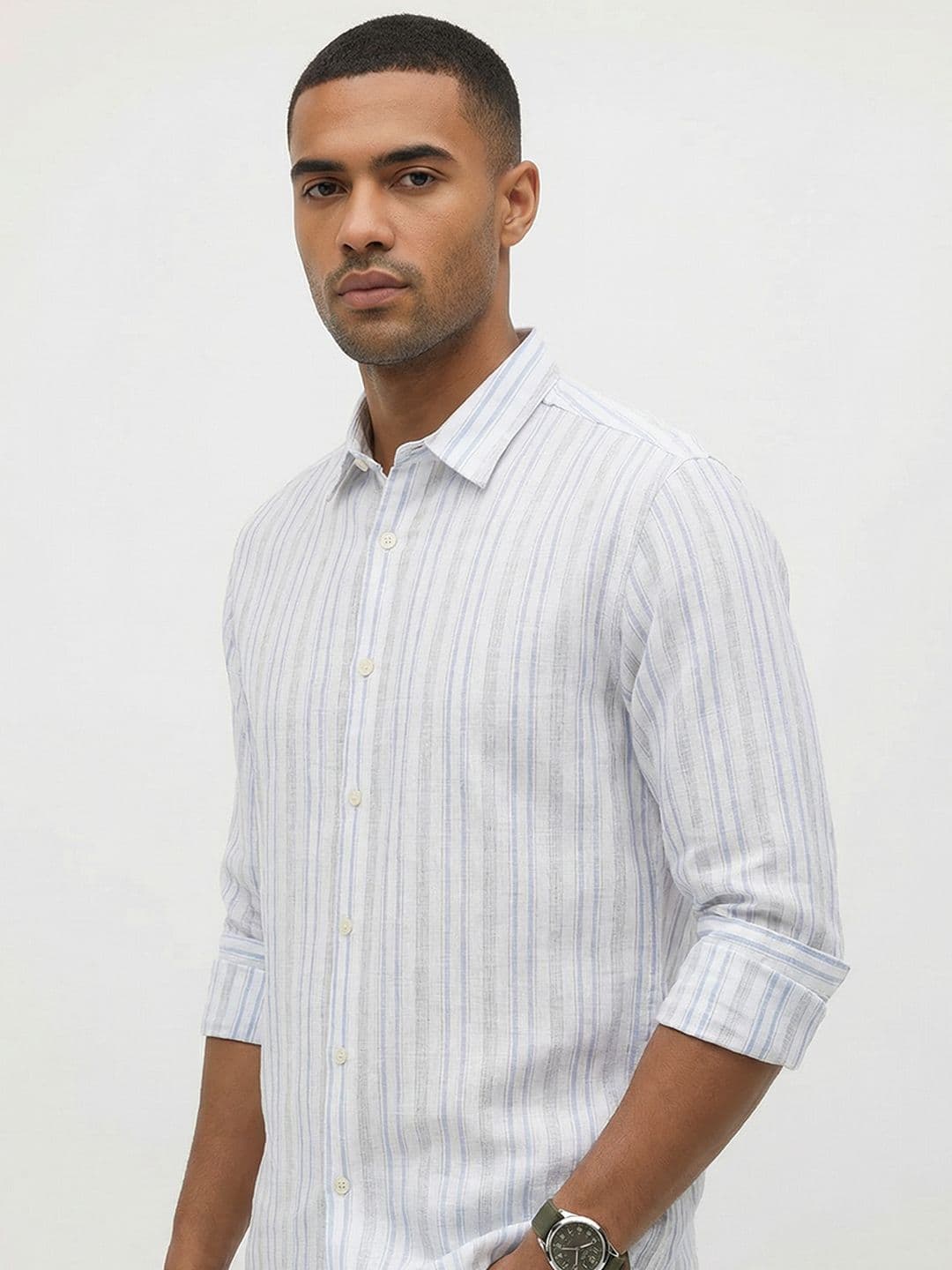 Roadster Life Co.Cotton Linen Striped Shirt - view 1
