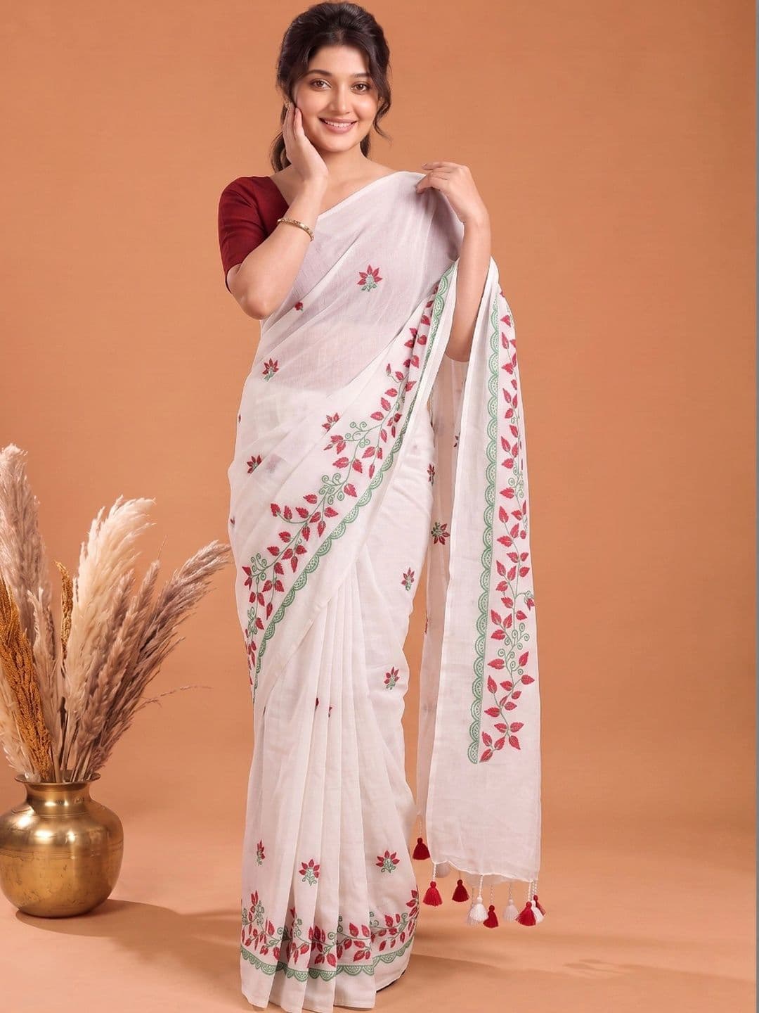 Mitera Floral Pure Cotton Saree - view 1