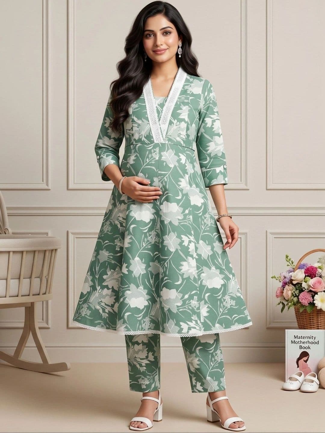 DUMMY SHAPE Women Floral Printed Empire Kurta with Trousers - view 1