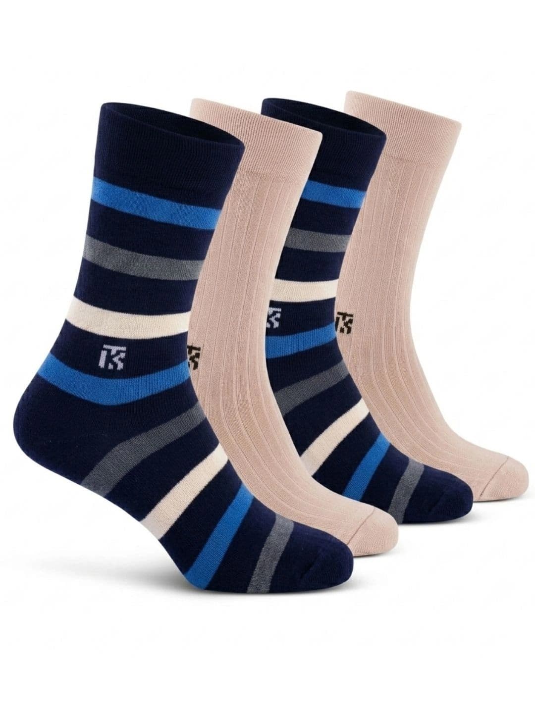 Kikitoes Men Pack of 2 Assorted Striped Calf Length Socks - view 1