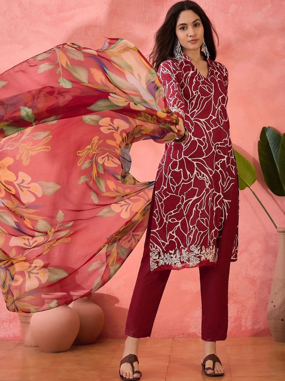 HERE&NOW Printed Pure Cotton Semi-Stitched Dress Material - view 1