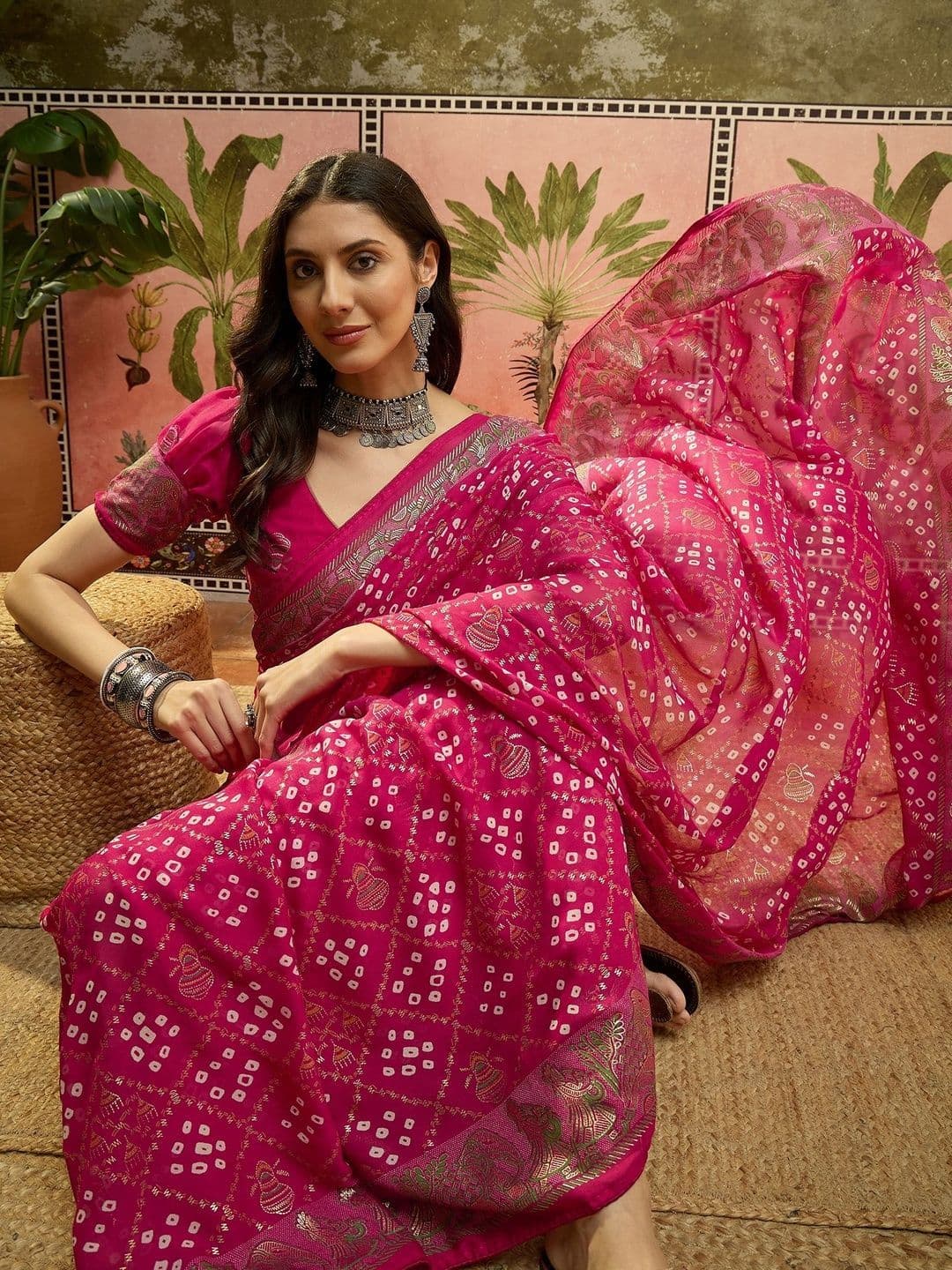 Sangria Printed Bandhani Sarees - view 1