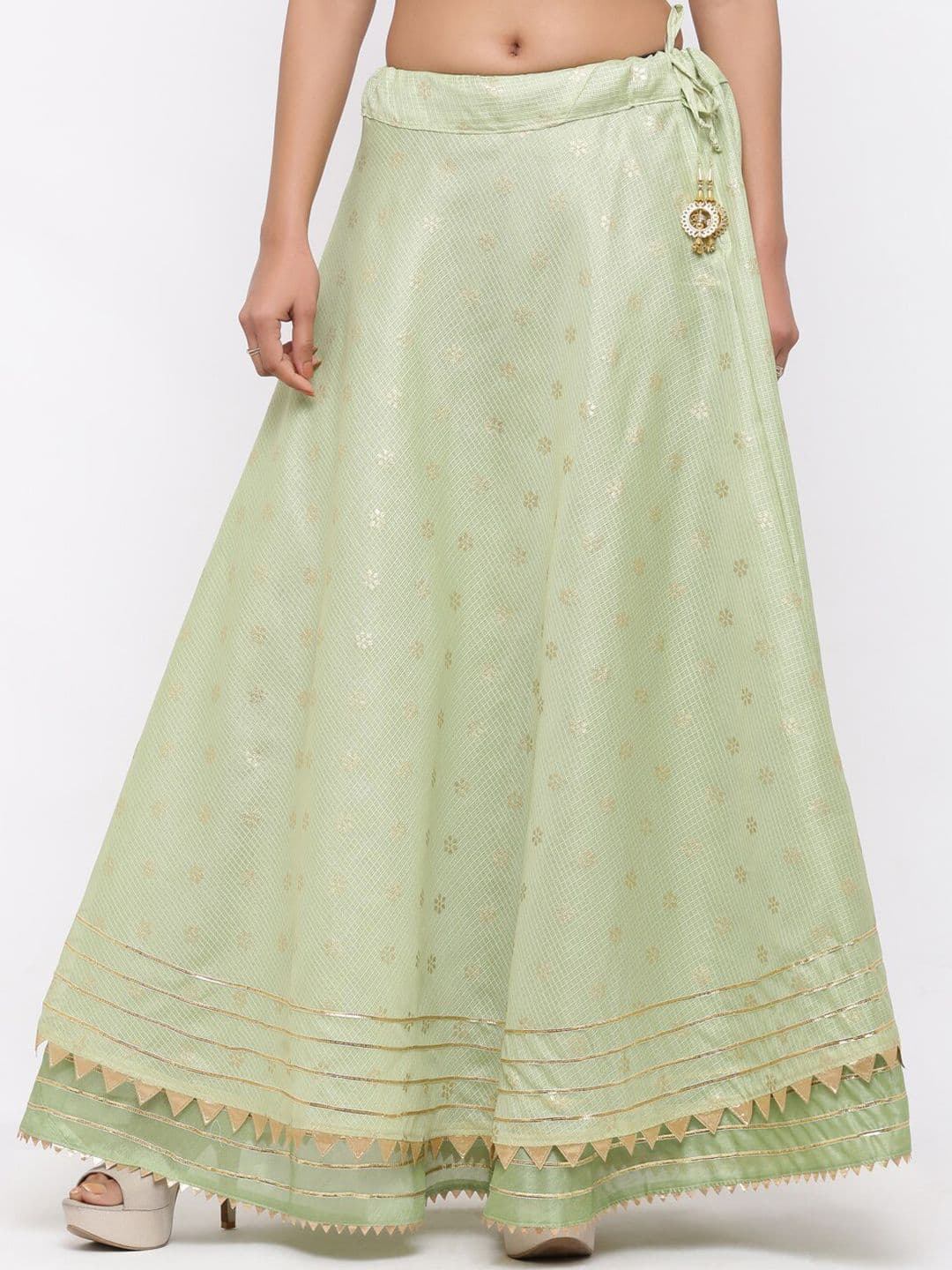 SOUNDARYA Women Olive Gold Print Ethnic Skirts - view 1
