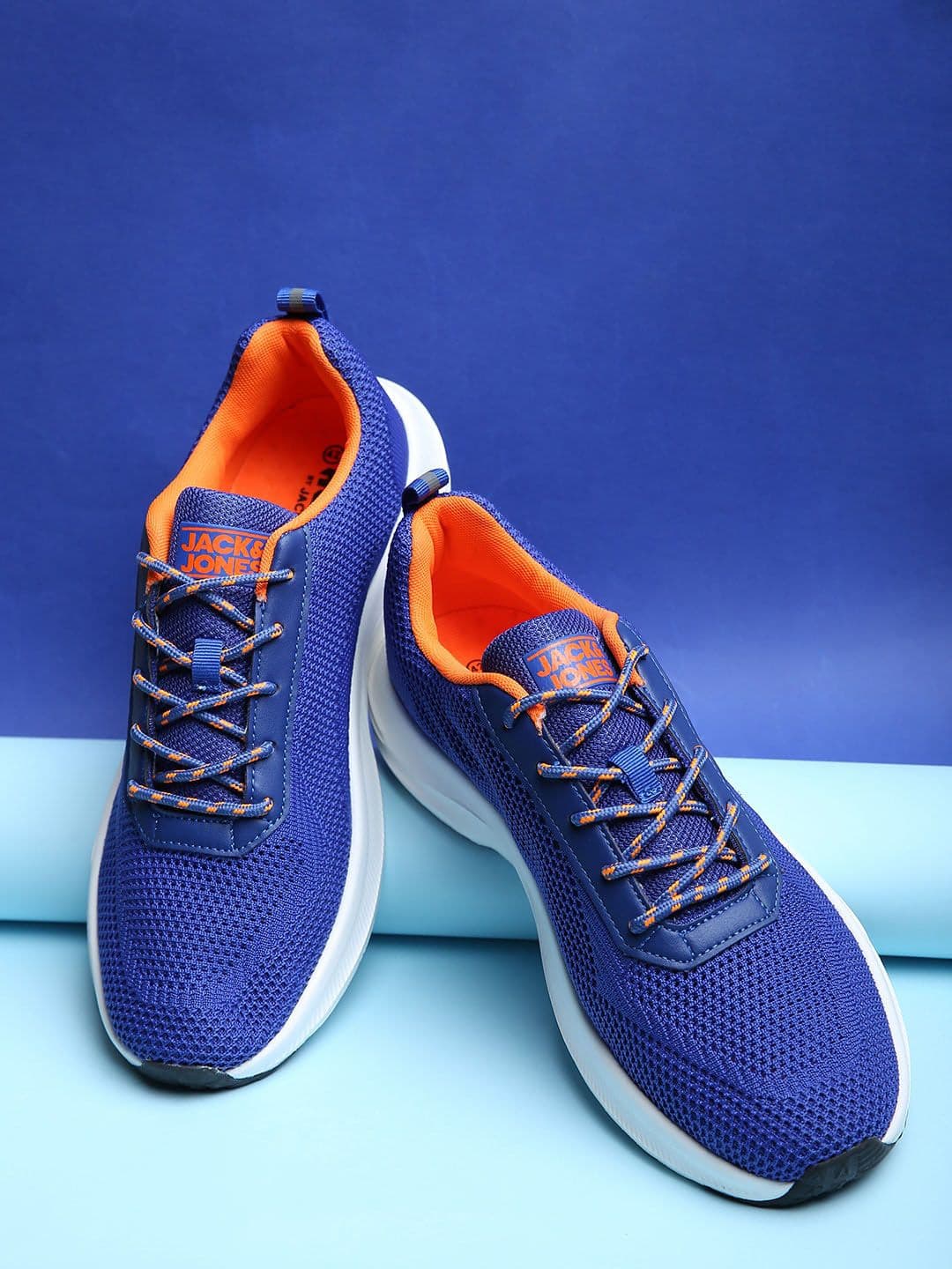Jack & Jones Men Blue & Orange Textured Sneakers - view 1