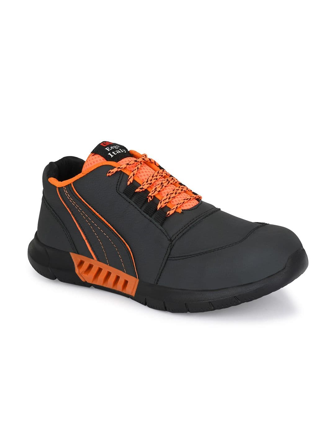 Eego Italy Men Orange & Black Leather Trekking Non-Marking Shoes - view 1