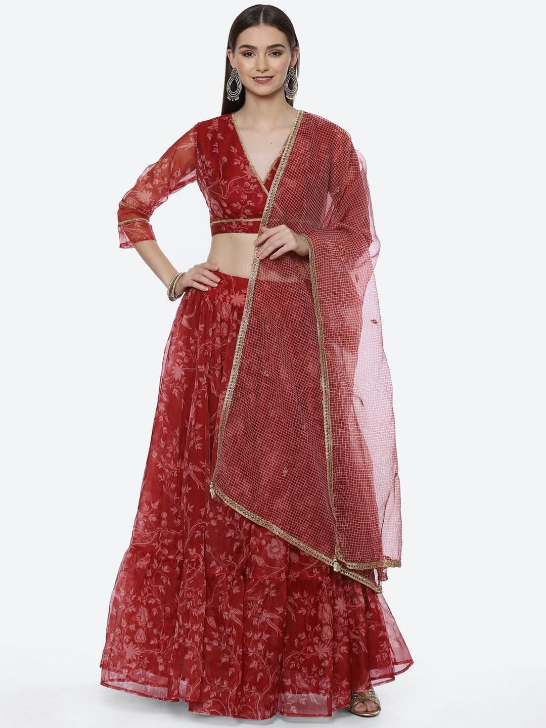 Biba Women Floral Printed Ready to Wear Lehenga & Blouse With Dupatta - view 1