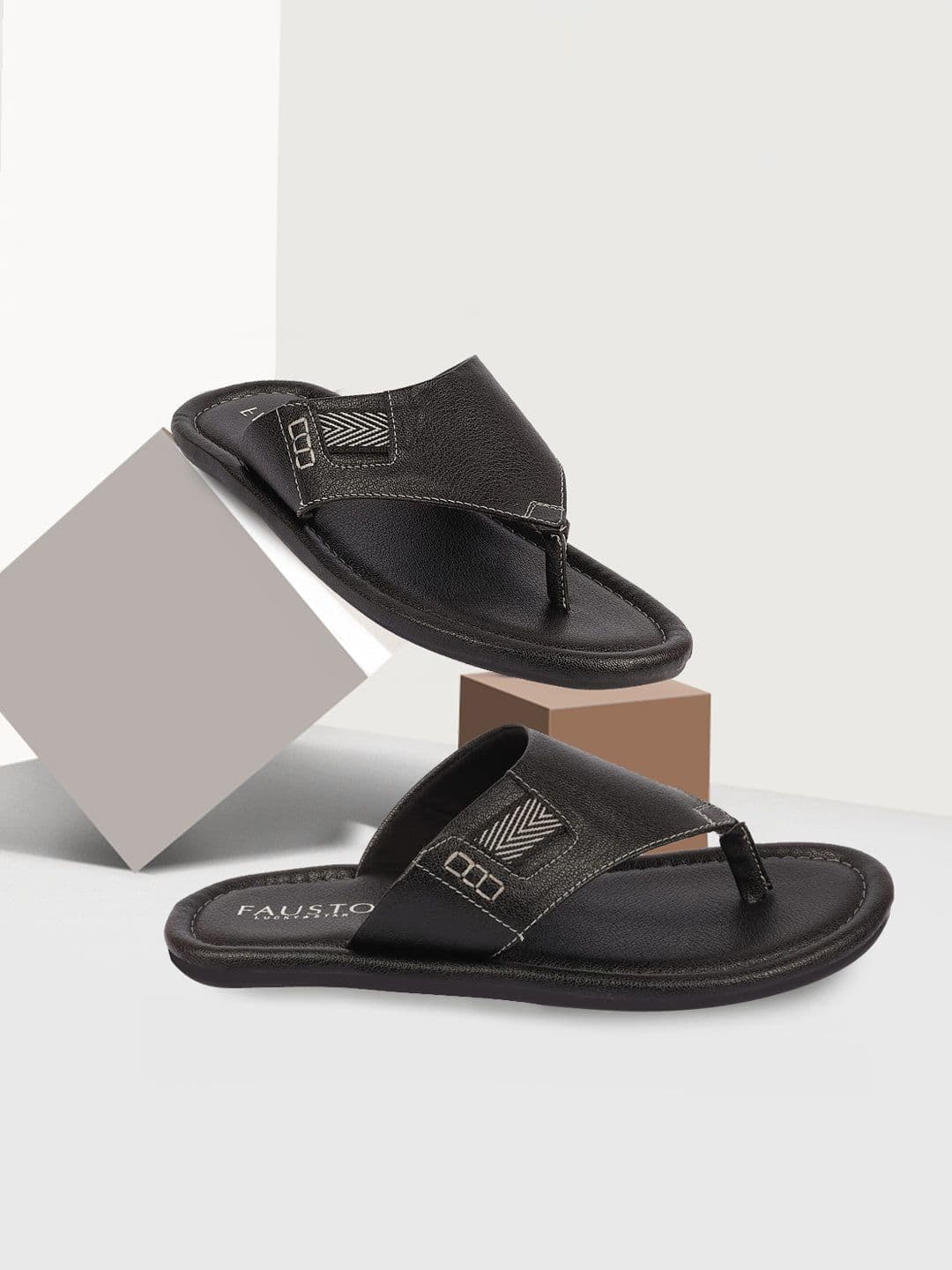 FAUSTO Men Black Thong Flip-Flops - view 1