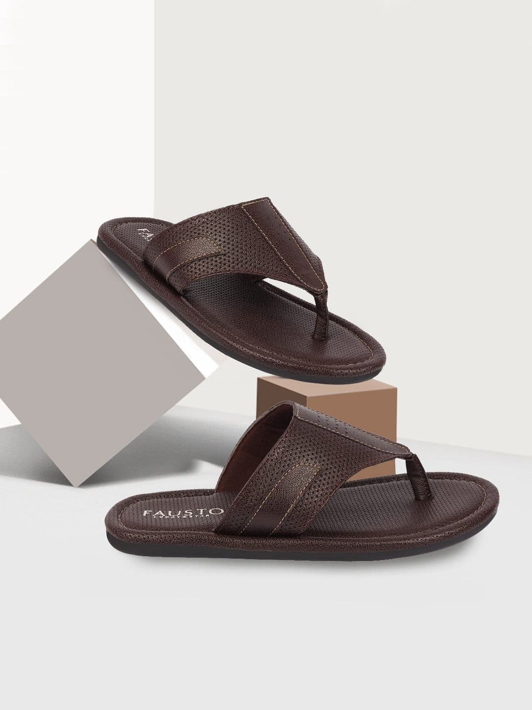FAUSTO Men Brown Comfort Sandals - view 1