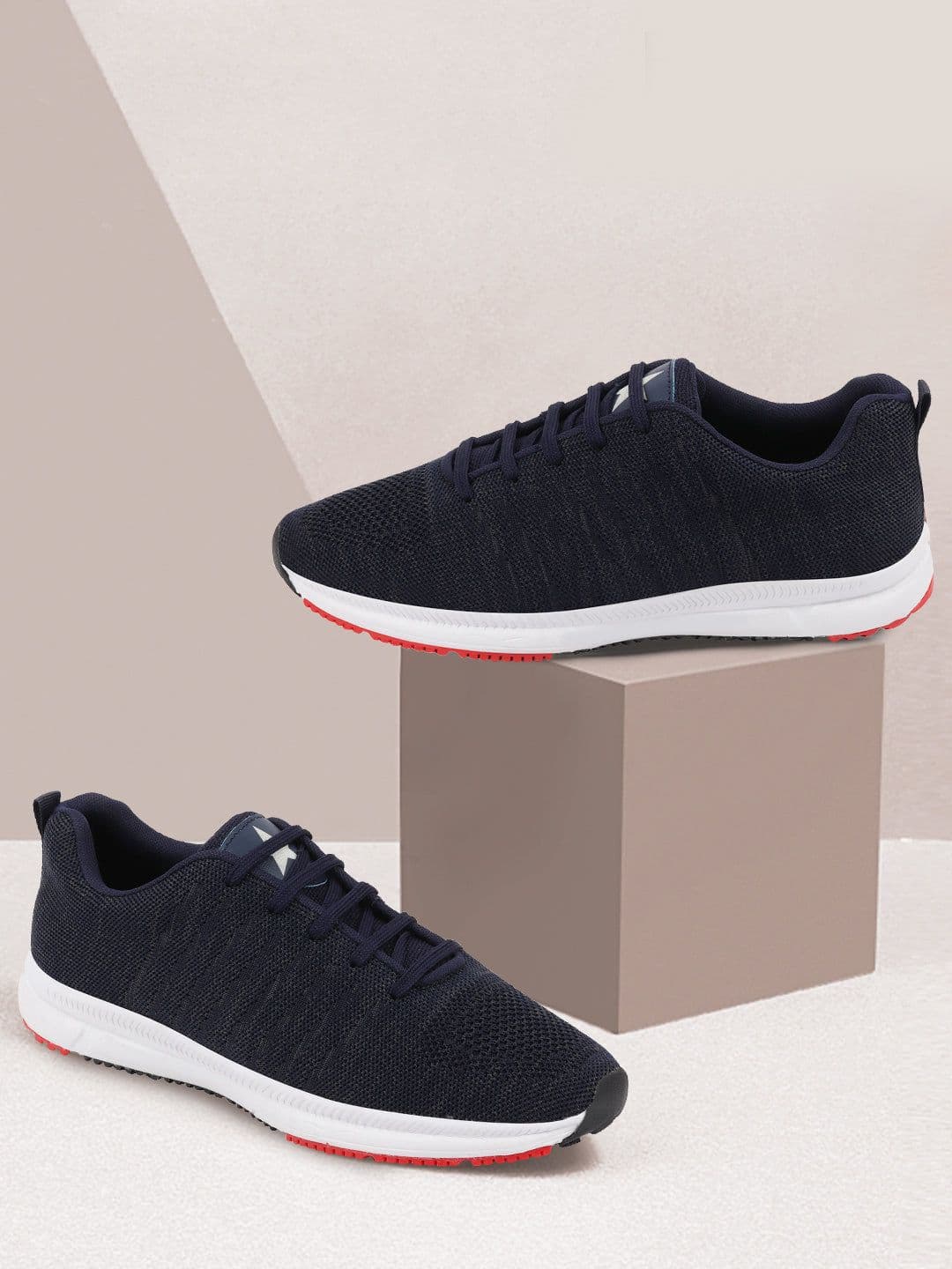 FAUSTO Men Navy Blue Mesh Running Non-Marking Shoes - view 1