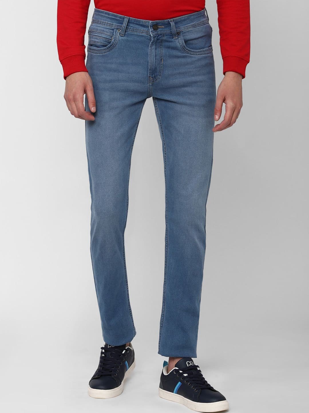 Peter England Casuals Men Blue Slim Fit Mildly Distressed Light Fade Jeans - view 1