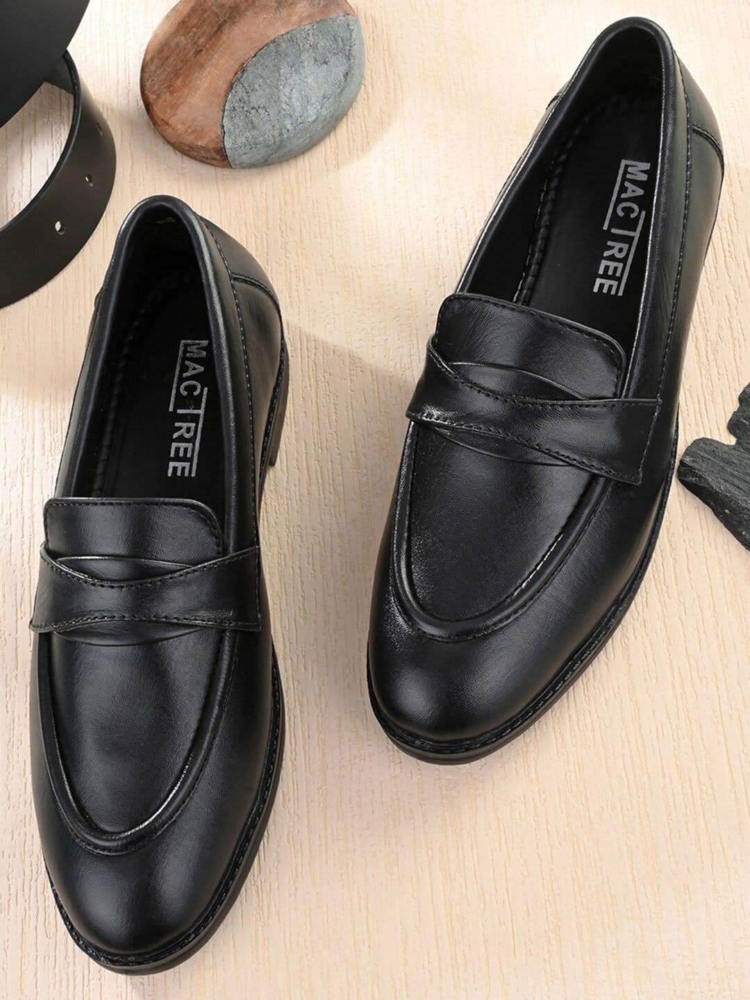 Mactree Men Black Solid Slip-On Formal Shoes - view 1