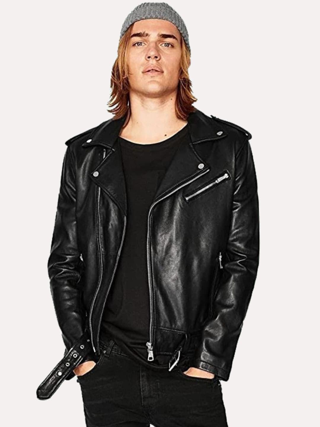 Leather Retail Men Black Outdoor Leather Jacket - view 1