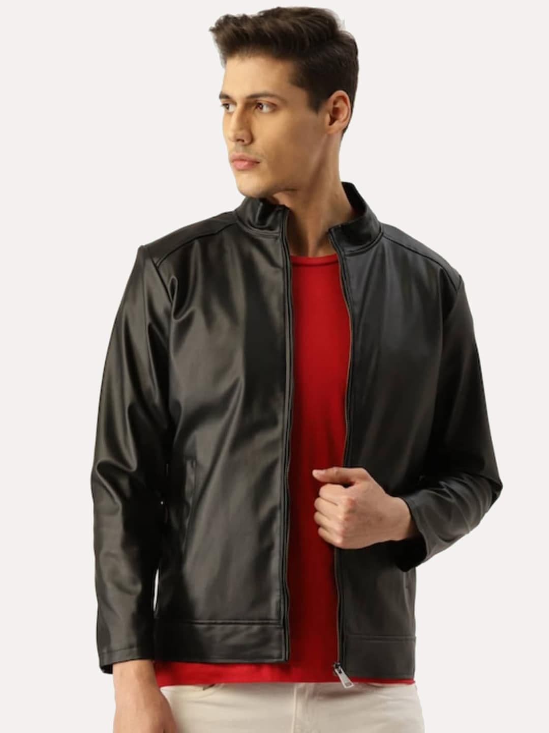 Leather Retail Men Black Leather Biker Jacket - view 1
