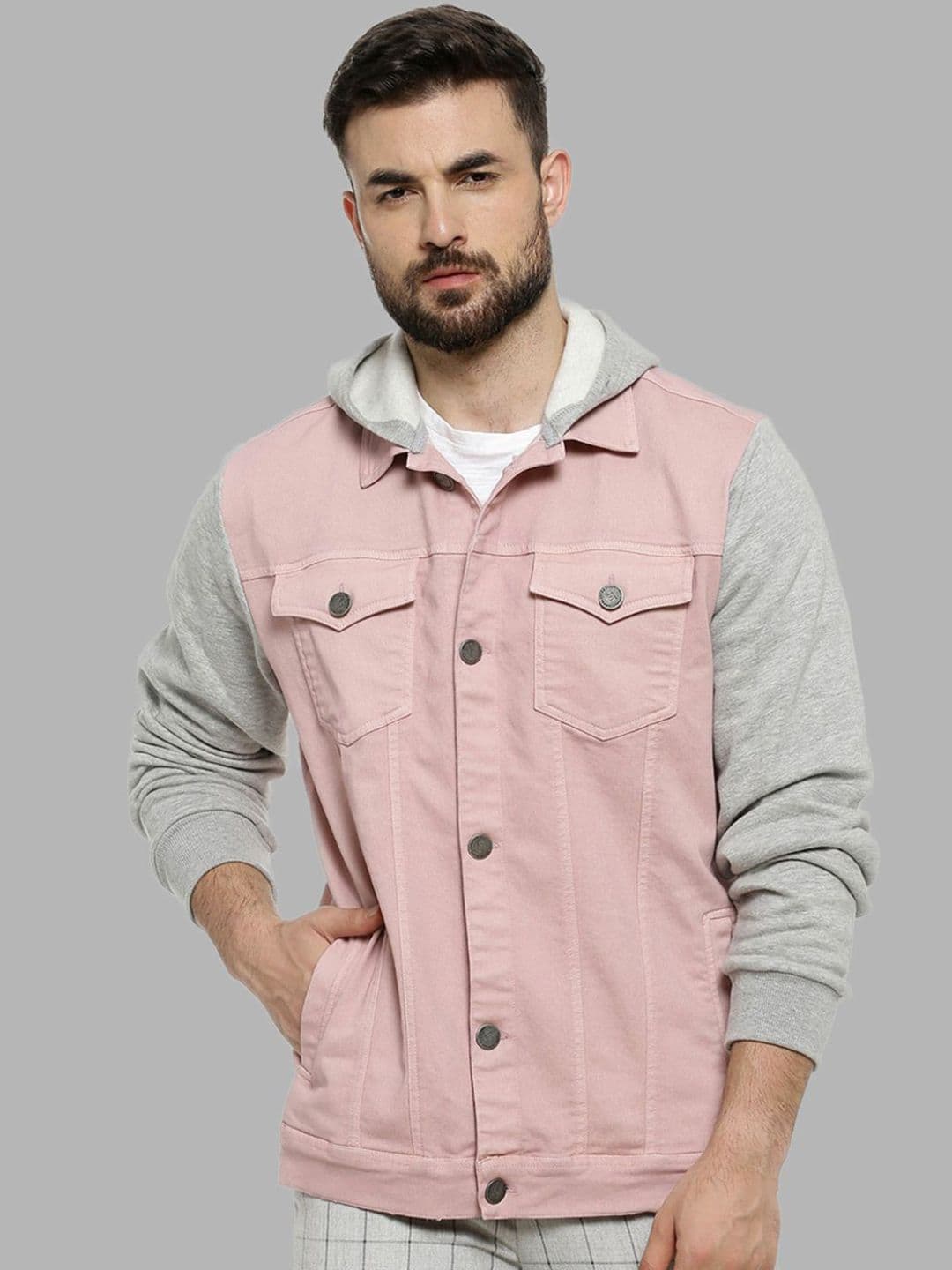 CAHOOT Men Pink Colourblocked Windcheater Outdoor Tailored Jacket - view 1