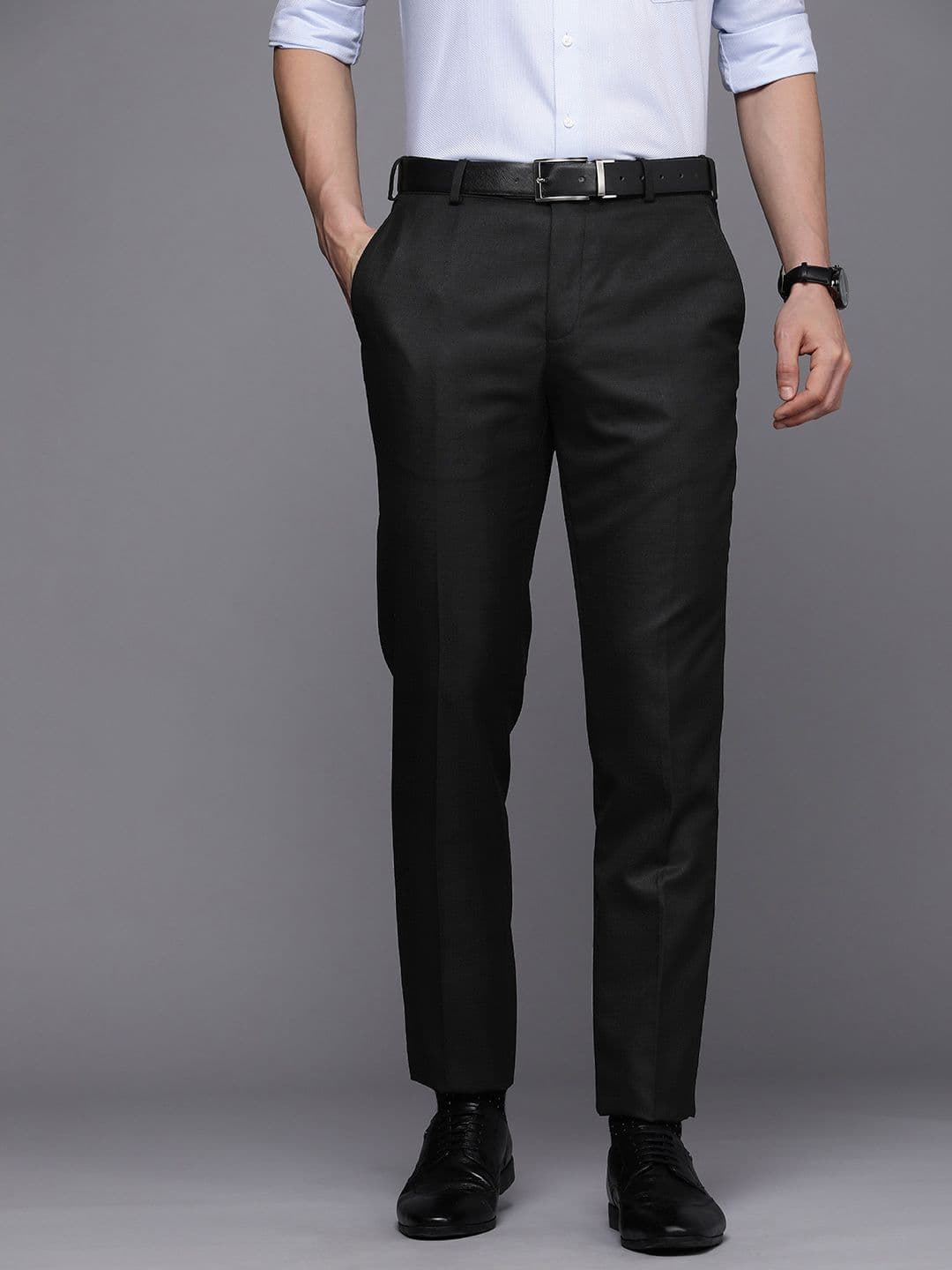 Raymond Men Textured Slim Fit Formal Trousers - view 1