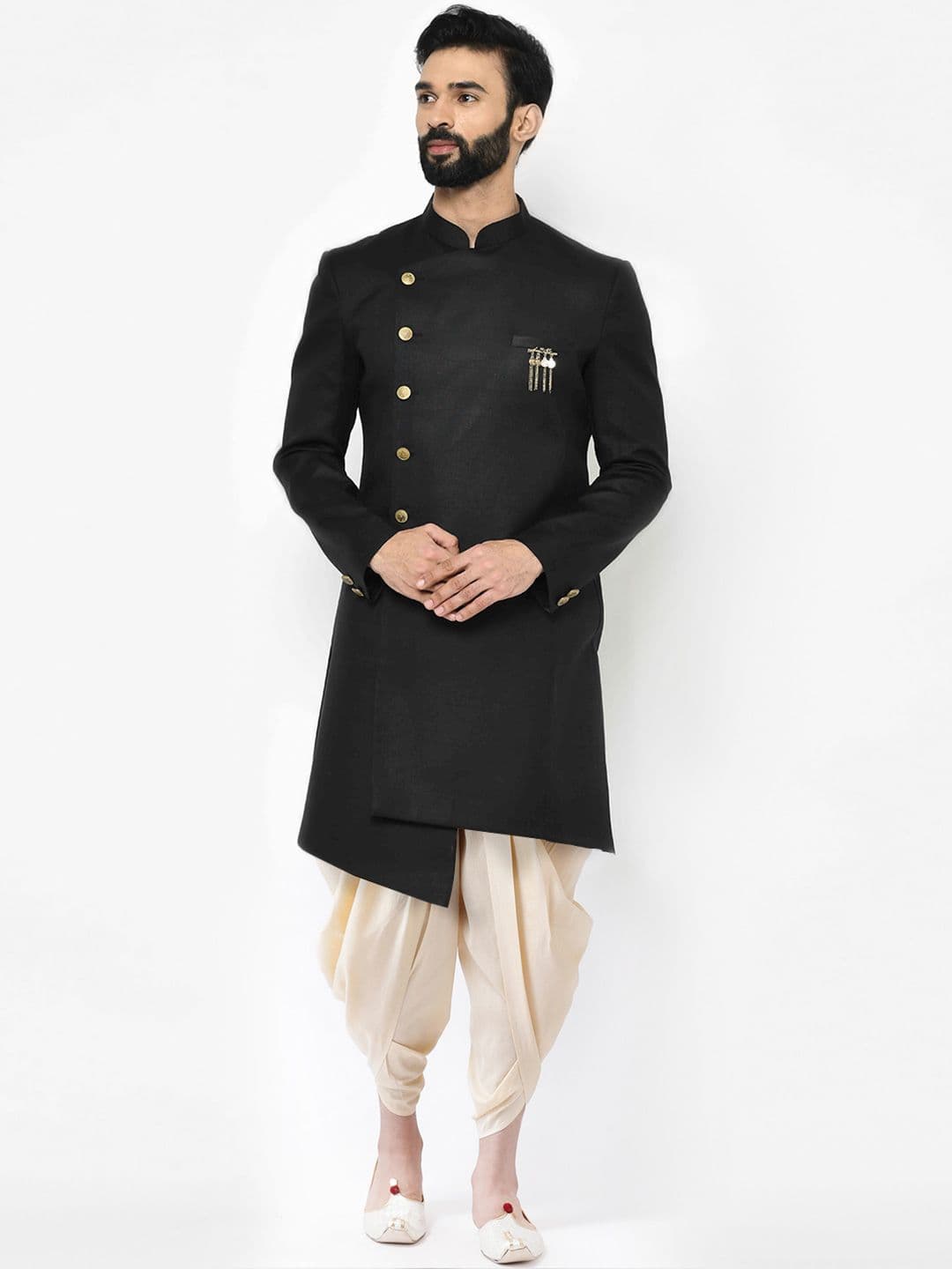 KISAH Men Black Solid Sherwani