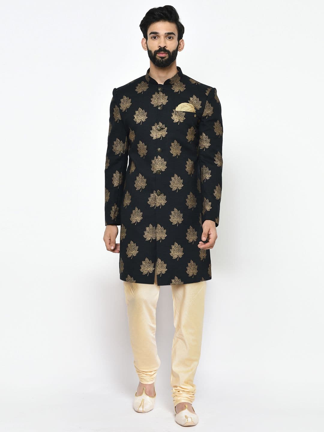 KISAH Men Printed Cotton Indowestern Sherwani Set
