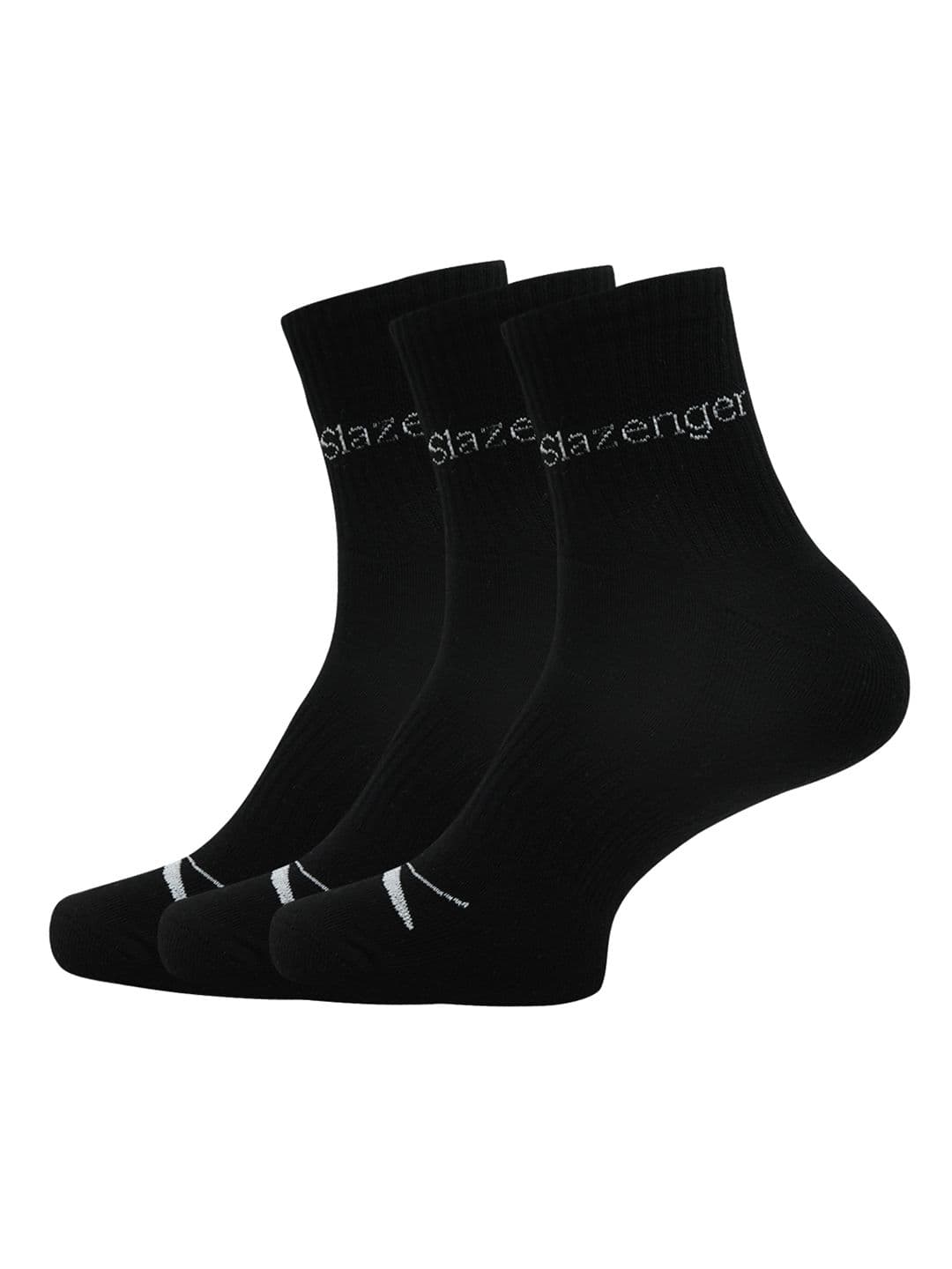 Slazenger Men Pack of 3 Black Solid Ankle-length Cotton Socks - view 1