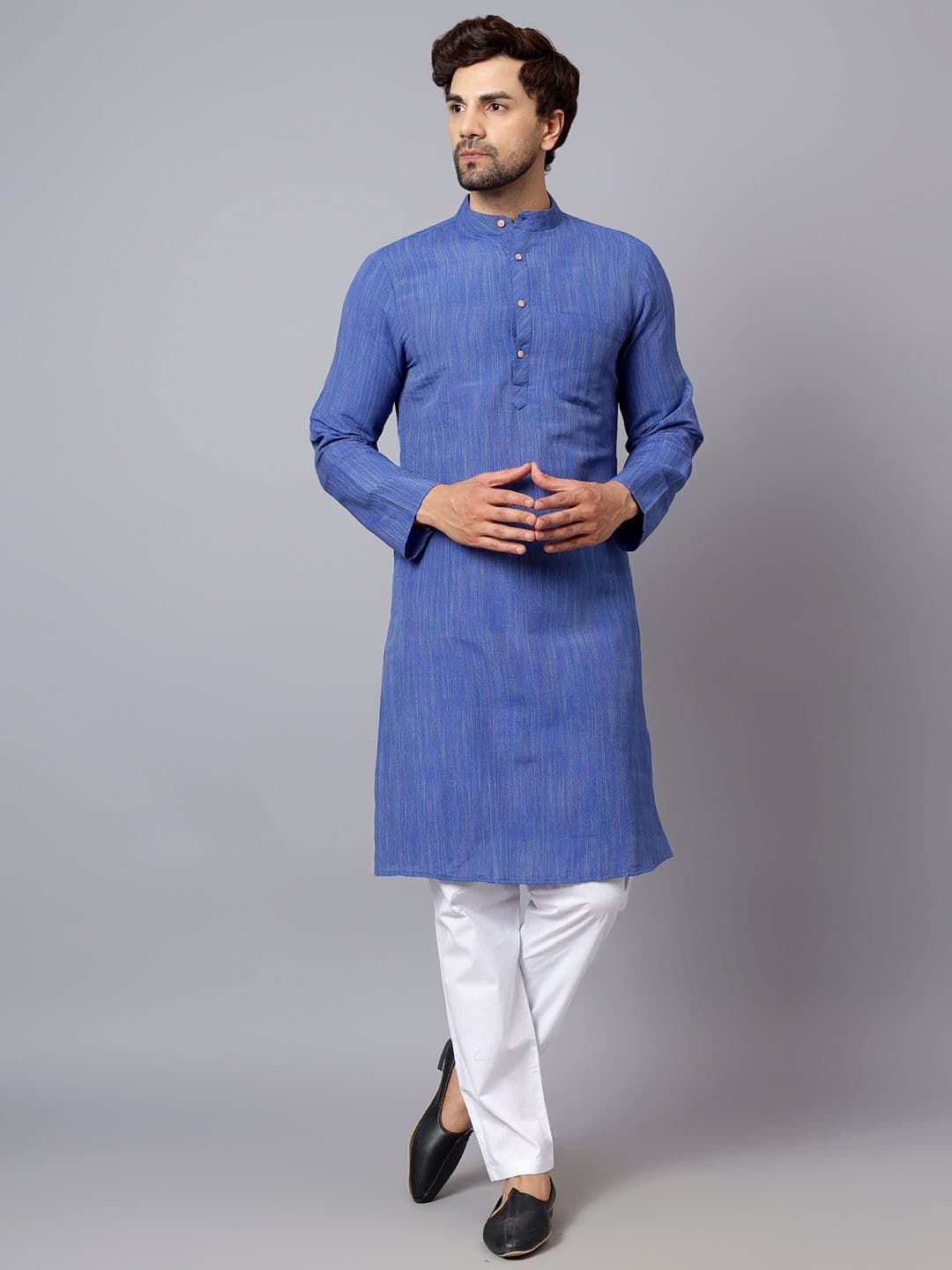 Latest Chikan Garments Men Blue Straight Kurta - view 1