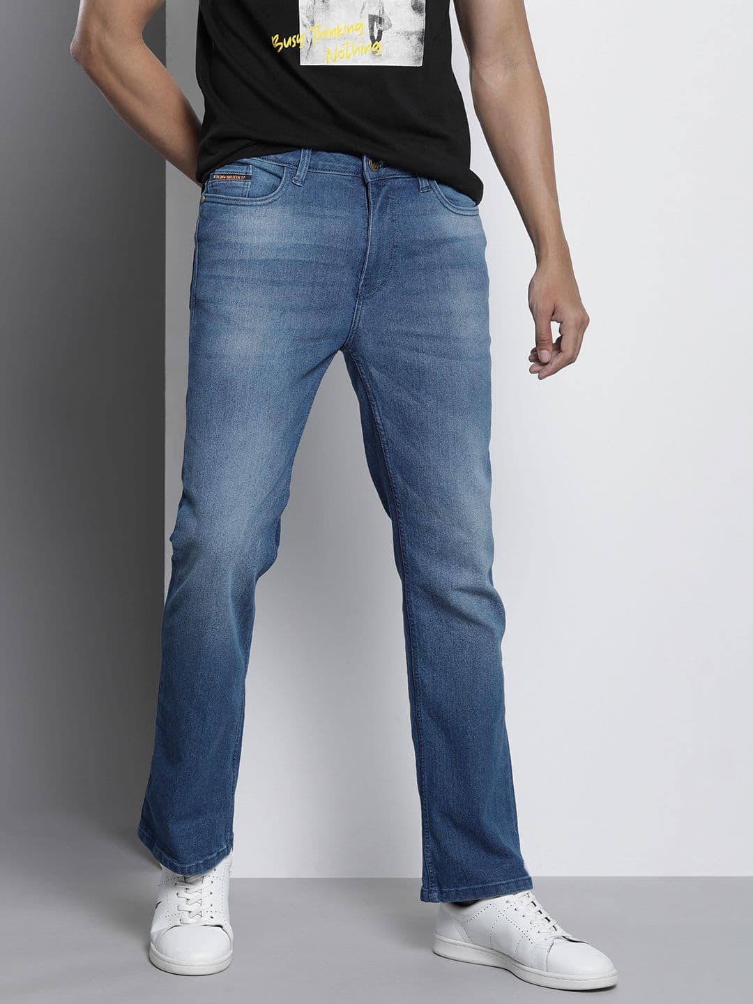 The Indian Garage Co Men Bootcut Light Fade Stretchable Jeans - view 1