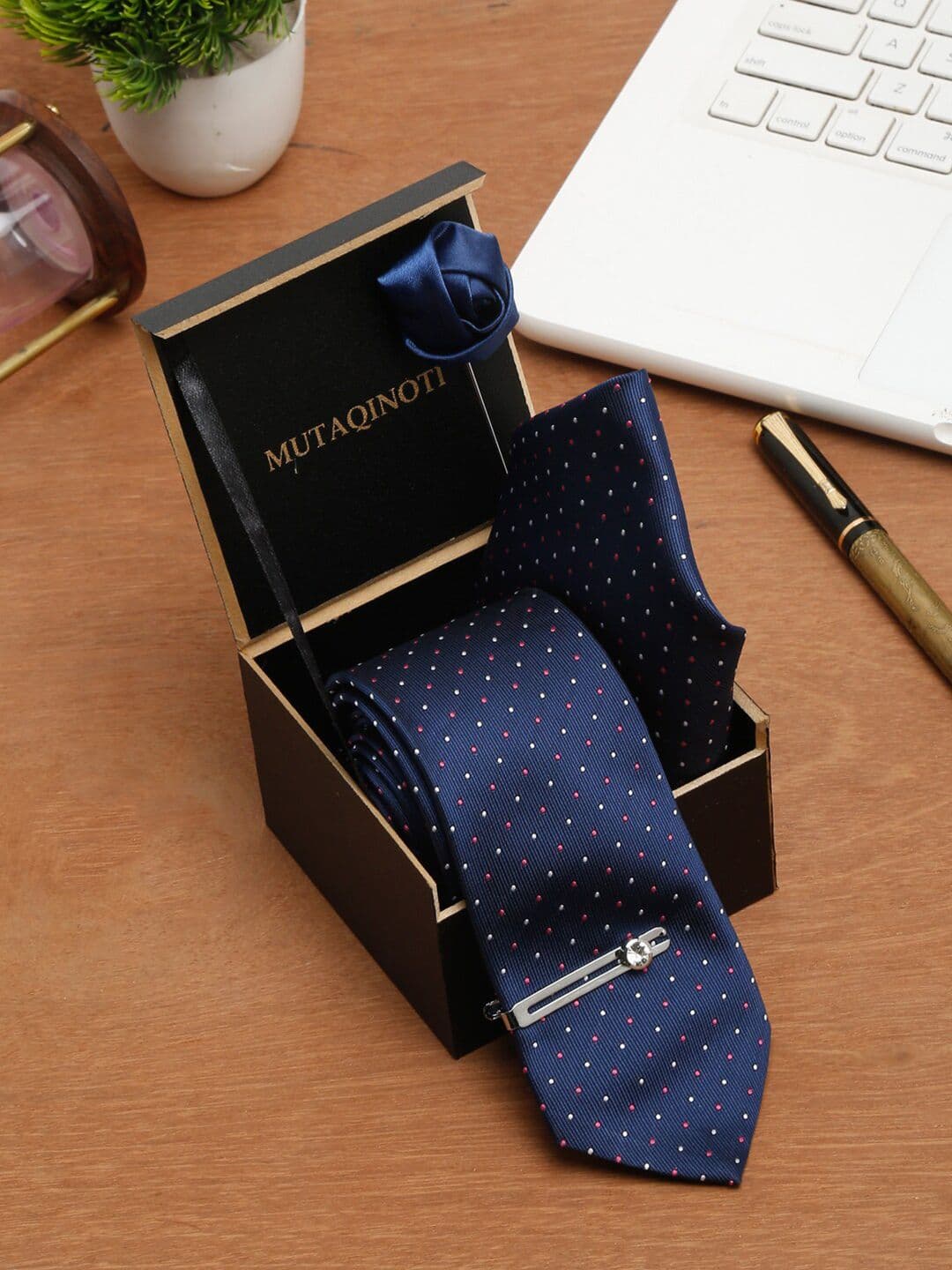 MUTAQINOTI Men Silk Necktie Accessory Gift Set - view 1