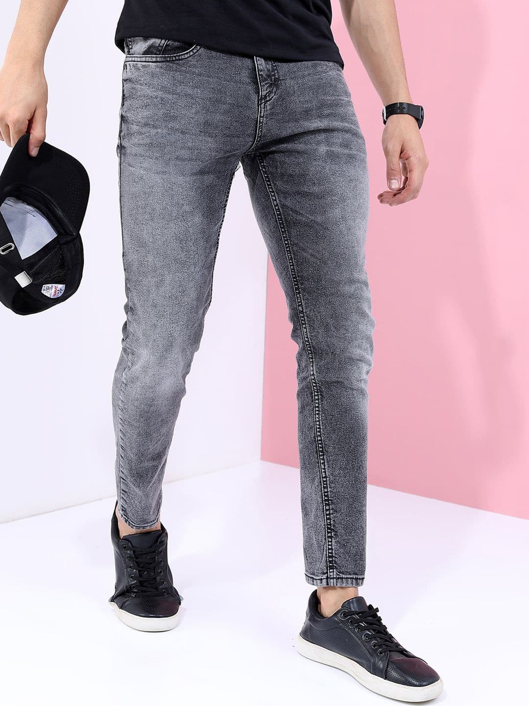 HIGHLANDER Men Grey Slim Fit Heavy Fade Stretchable Jeans - view 1