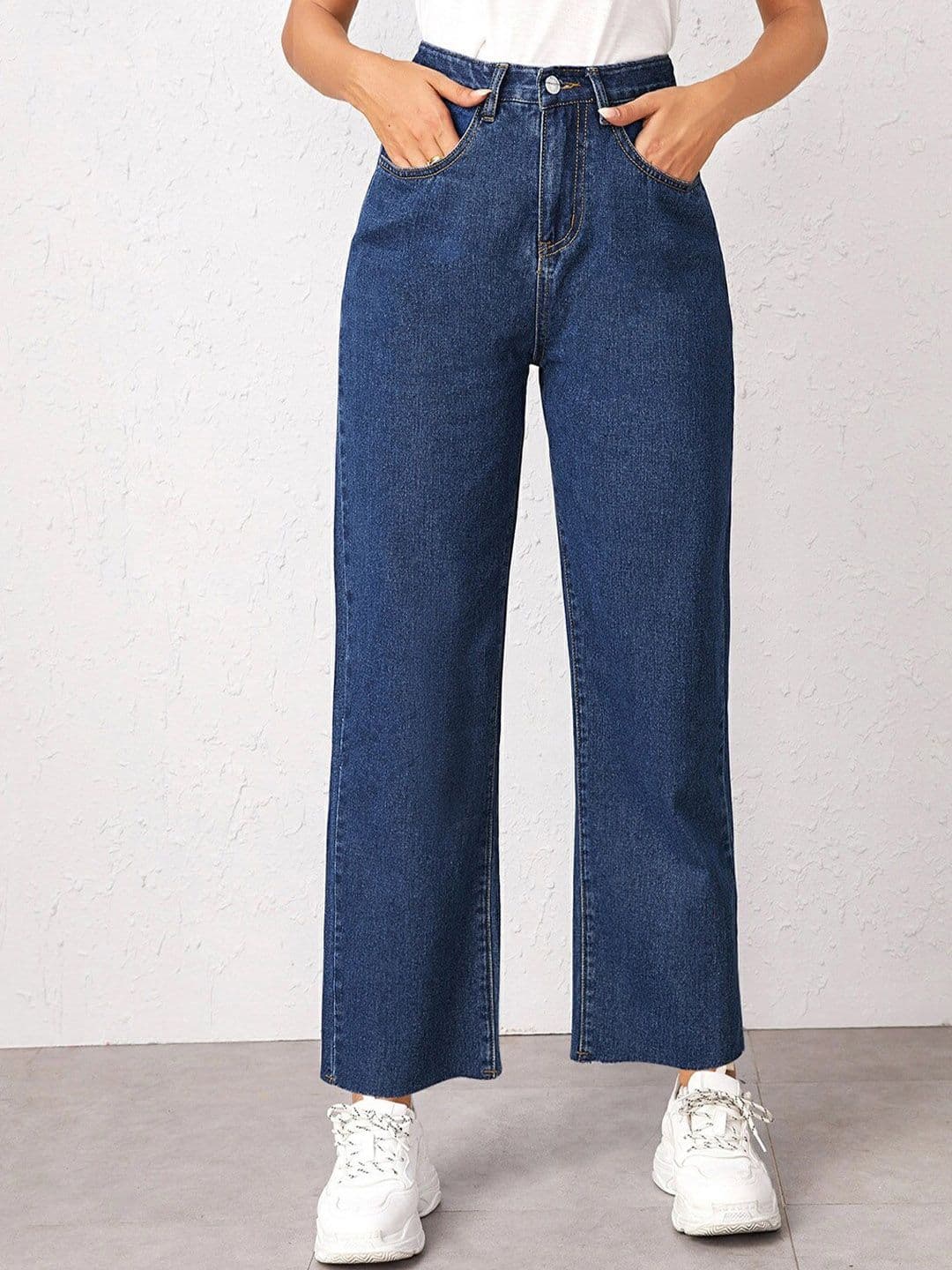 Kotty Women Navy Blue Jean Straight Fit High-Rise Stretchable Jeans - view 1