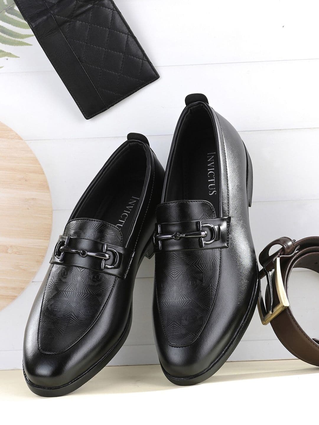 INVICTUS Men Black Solid Slip-On Formal Loafers - view 1