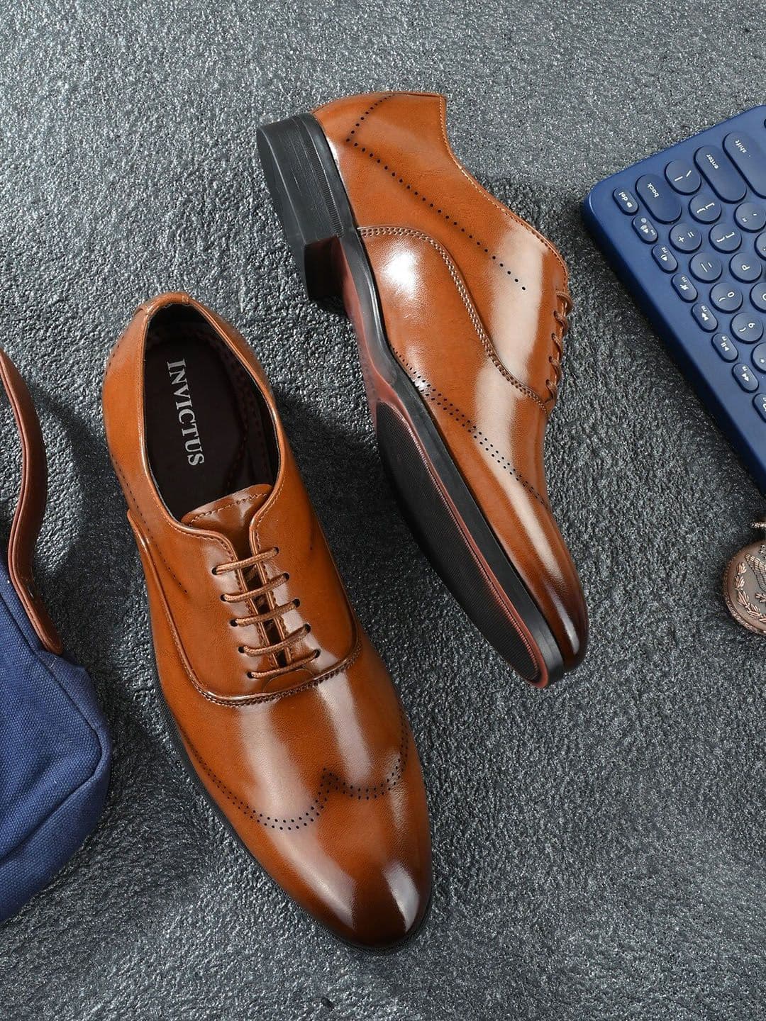INVICTUS Men Tan Solid Formal Derbys - view 1