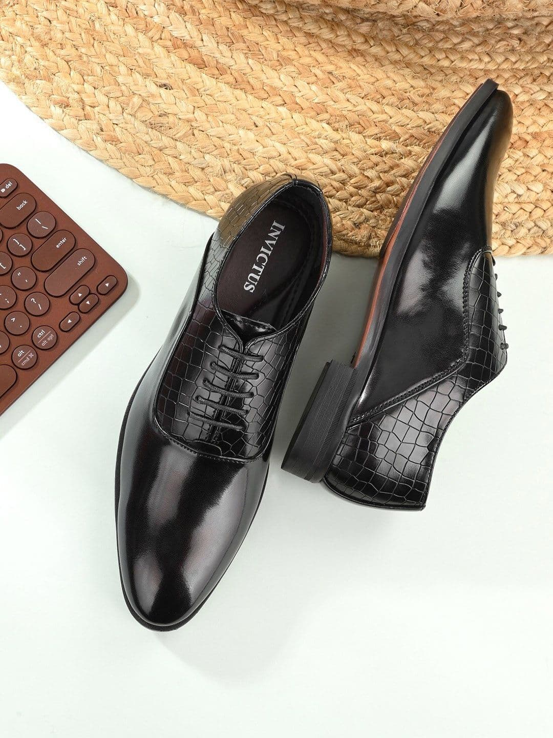 INVICTUS Men Black Solid Formal Derbys - view 1