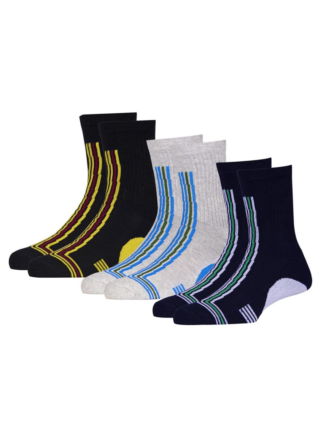 RC. ROYAL CLASS Men Pack Of 3 Navy Blue, Black & Gray Patterned Calf-Lenght Socks - view 1
