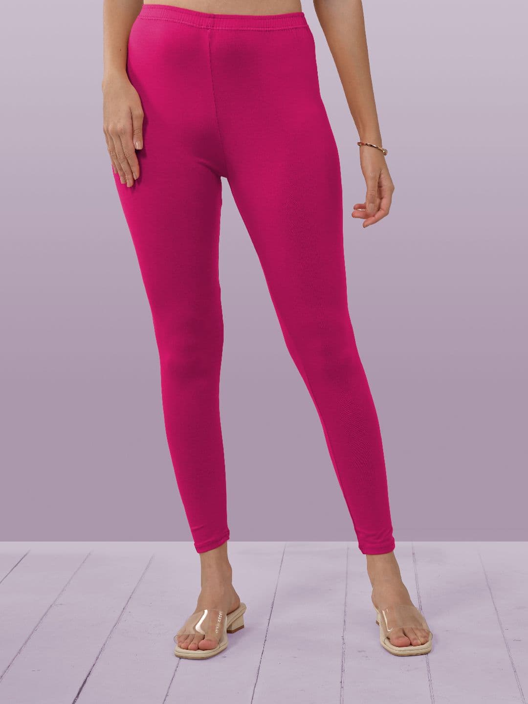LYRA Women Candy Pink Solid Ankle Length Leggings - view 1