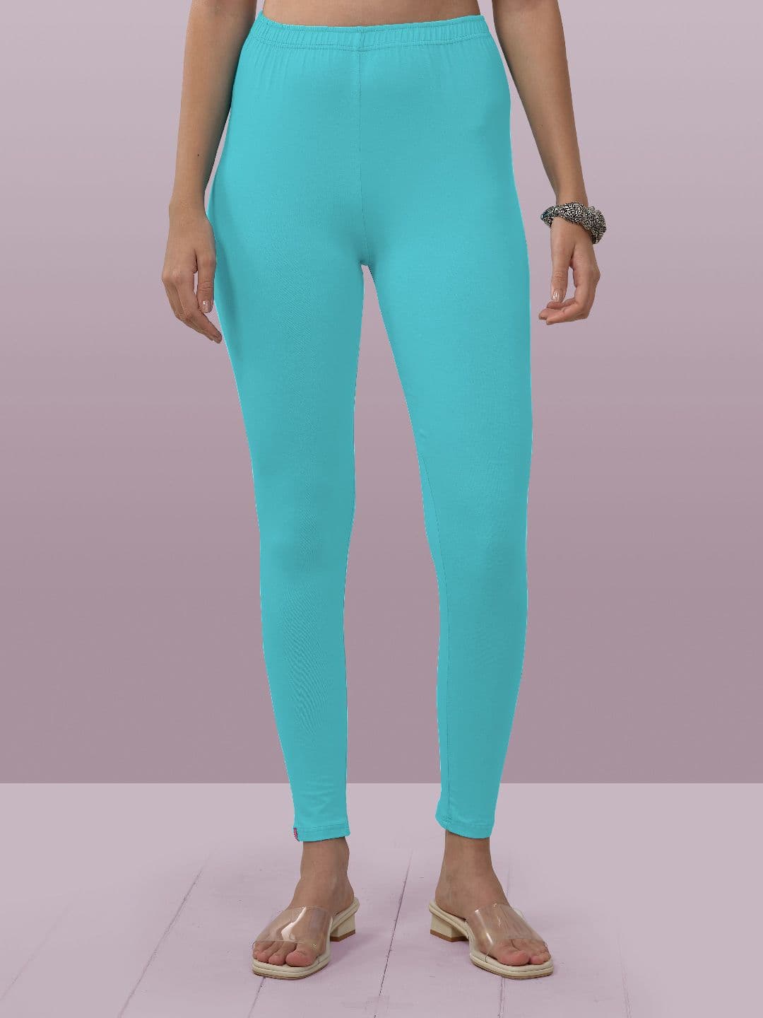 LYRA Women Powder Blue Solid Ankle Length Leggings - view 1