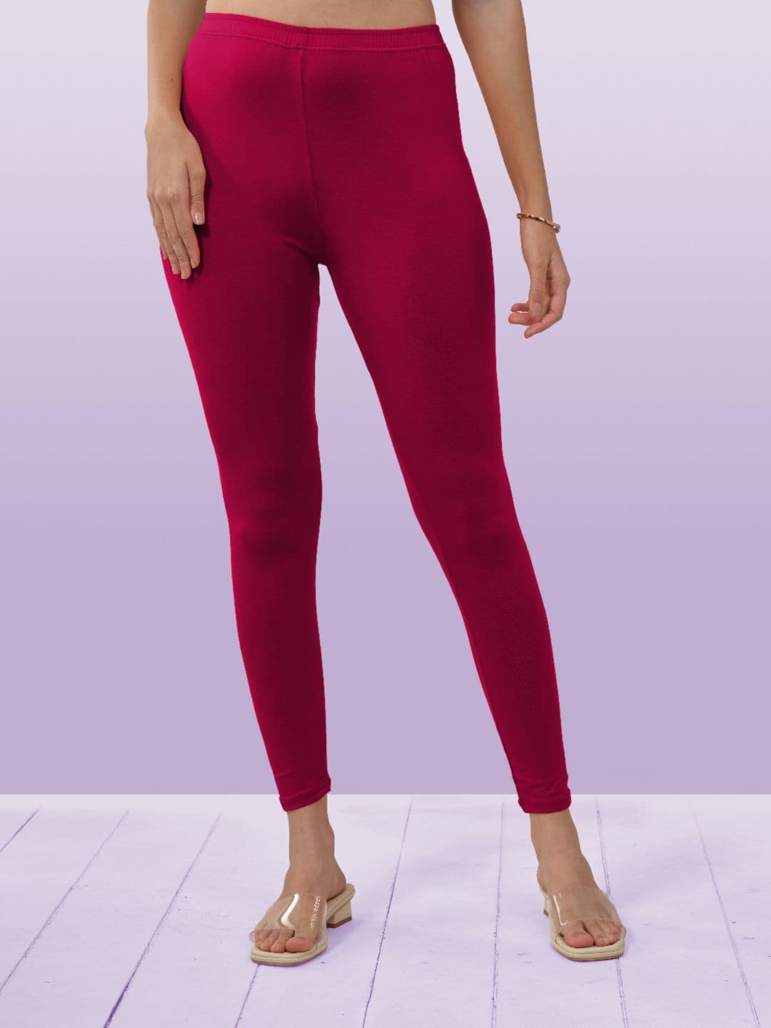 LYRA Women Dark Pink Solid Ankle-Length Leggings - view 1